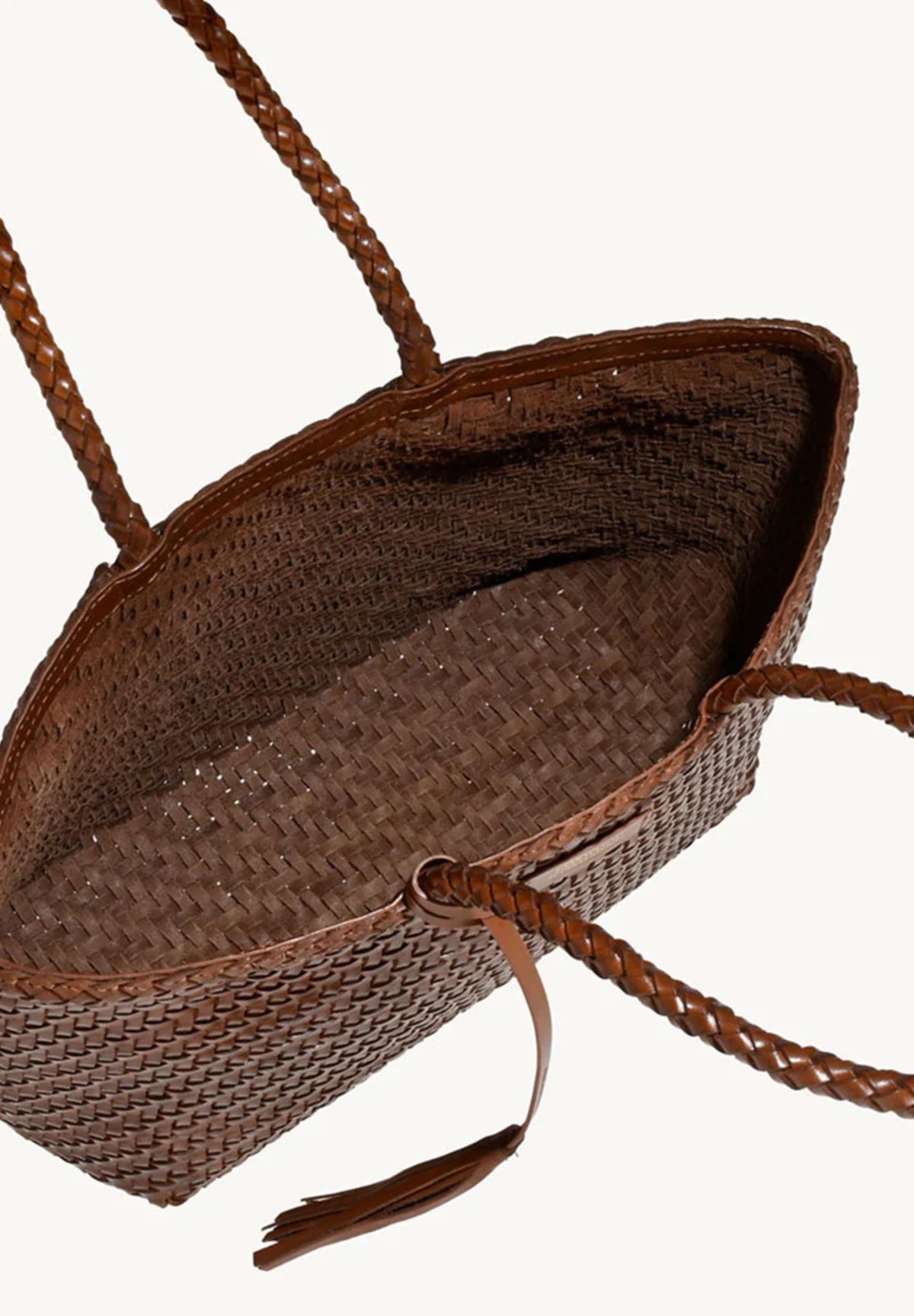 Sac Cabas Parisien en cuir tressé - Cognac-SAC FEMME-Curling-Paris