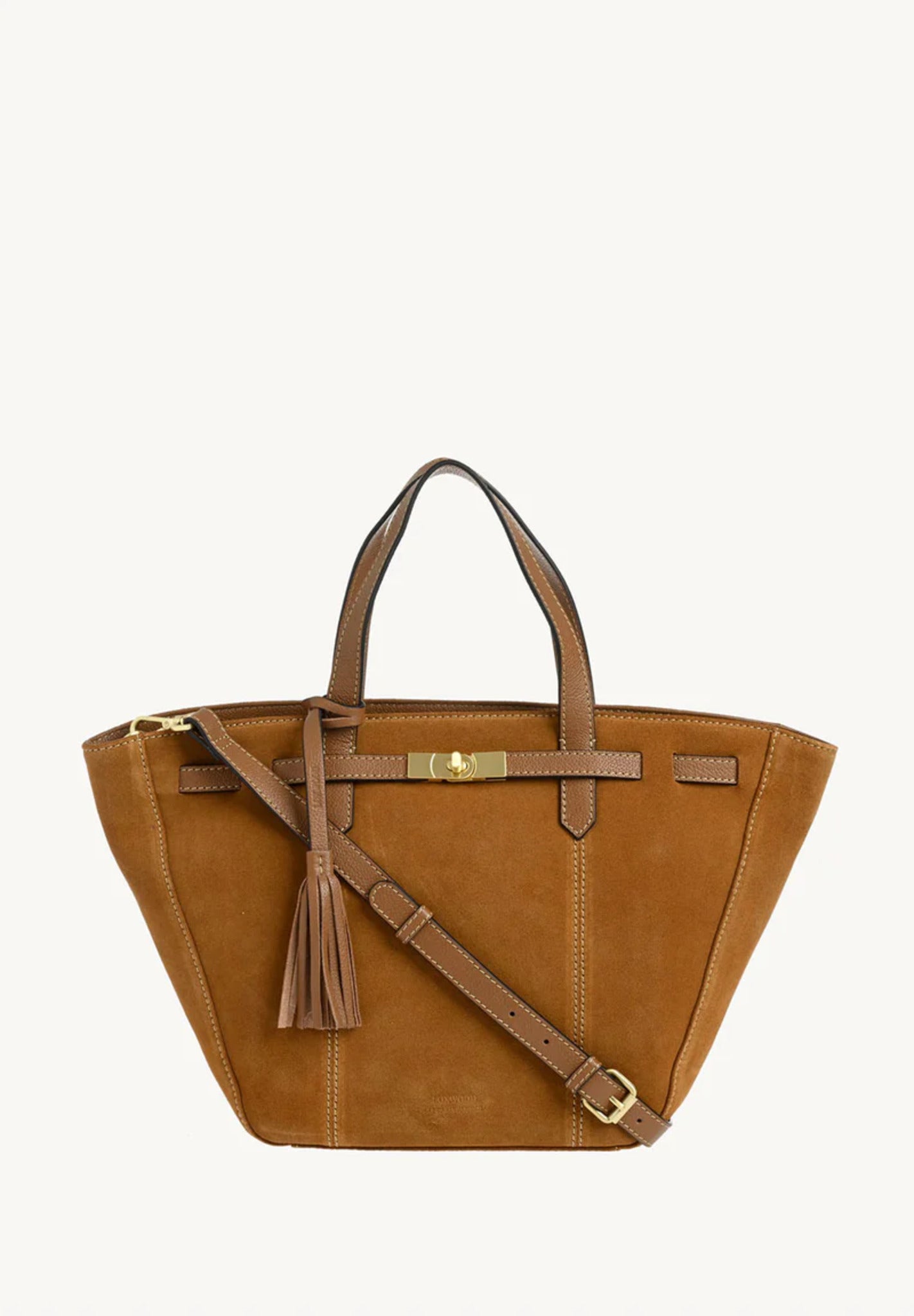 Sac trapeze Sunday en cuir velours - Cognac-SAC FEMME-Curling-Paris