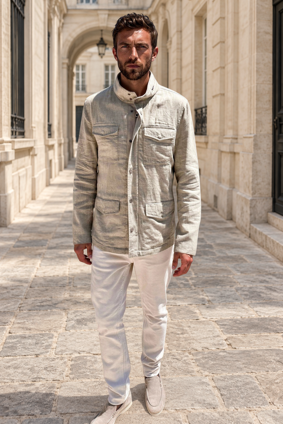 Saharienne Walter en lin - Beige-MANTEAU HOMME-Curling-Paris