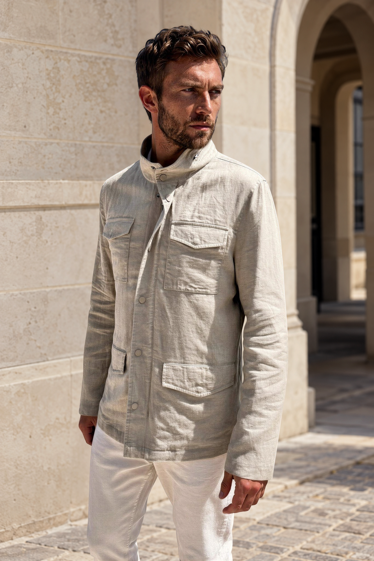 Saharienne Walter en lin - Beige-MANTEAU HOMME-Curling-Paris