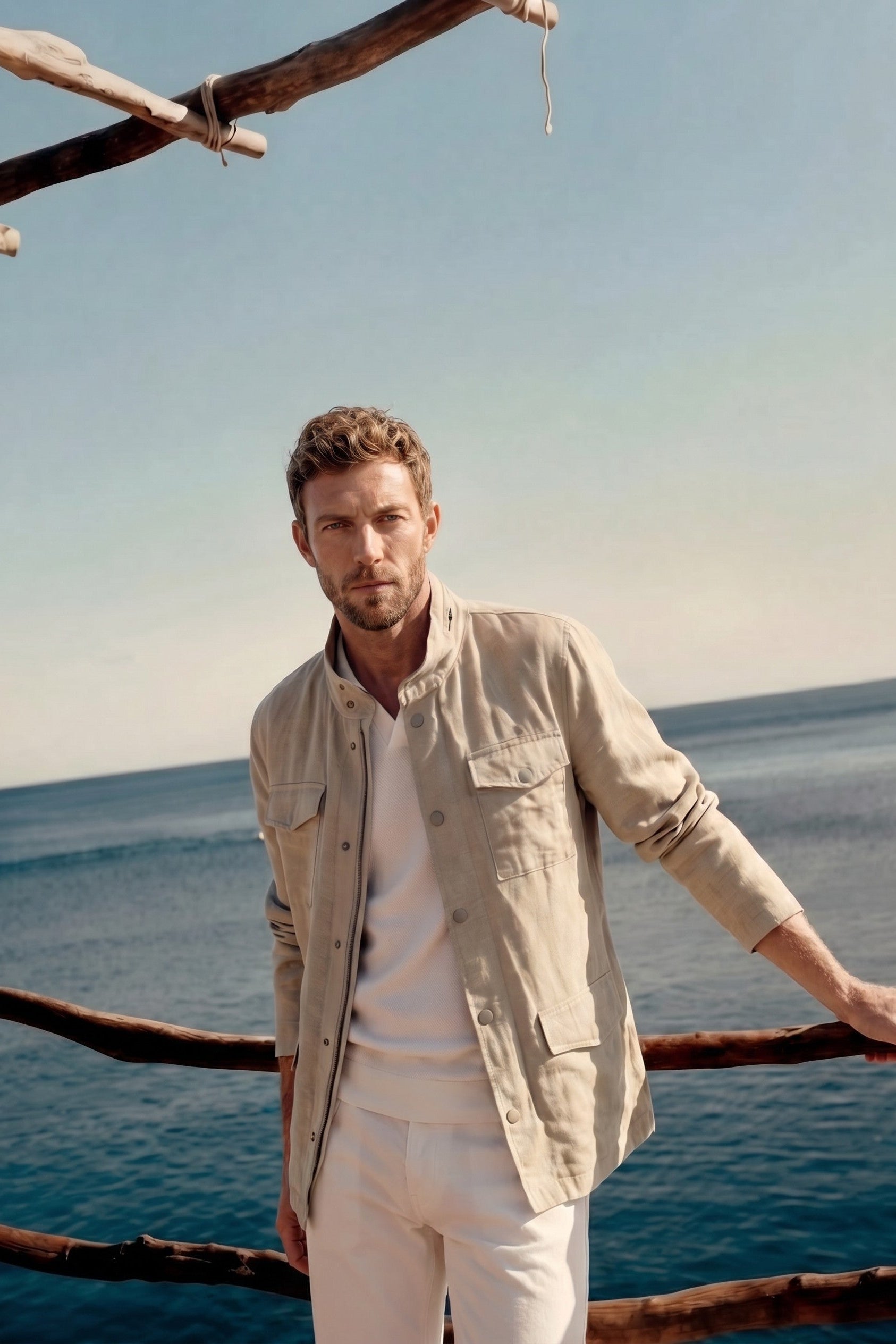 Saharienne Walter en lin - Beige-MANTEAU HOMME-Curling-Paris