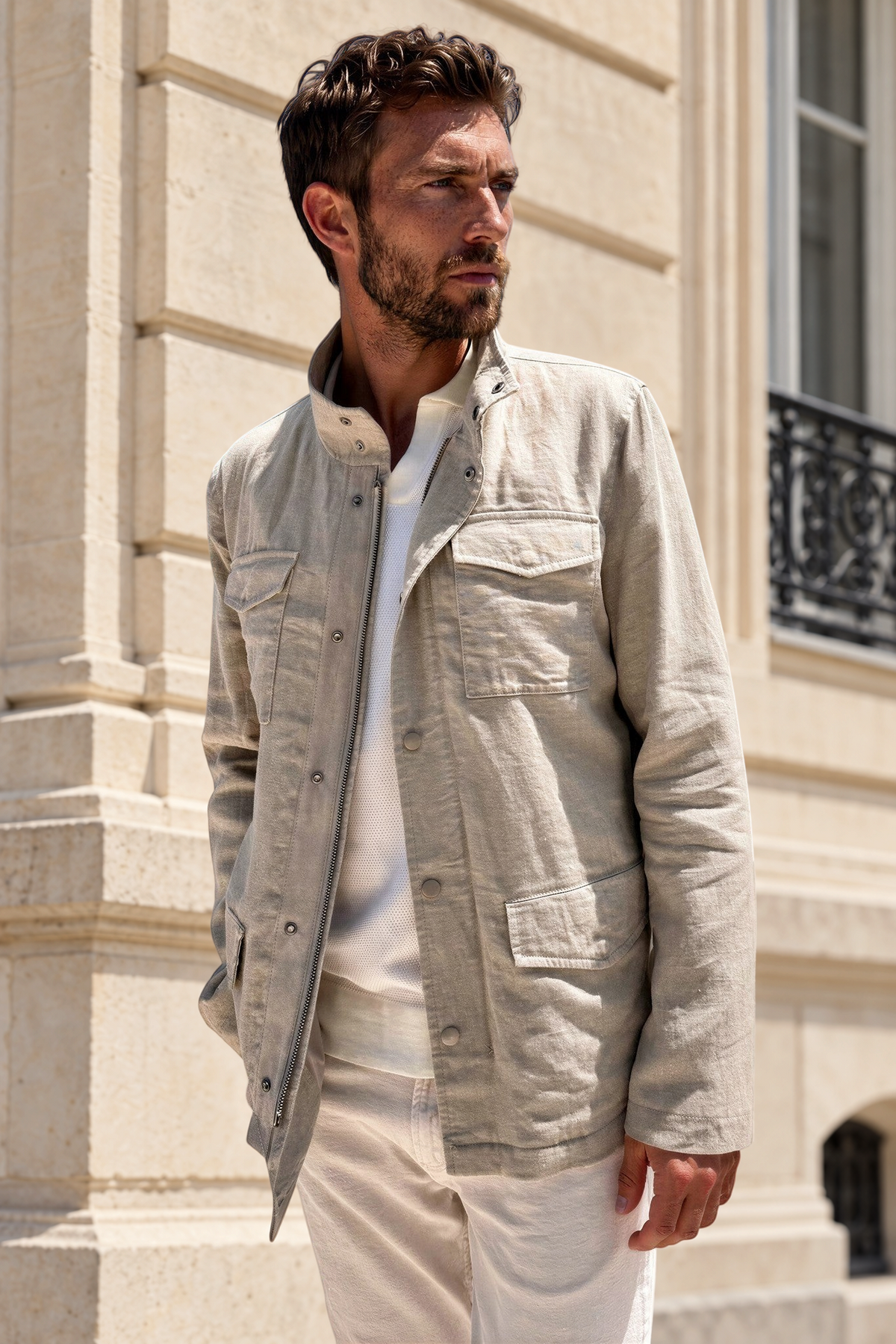 Saharienne Walter en lin - Beige-MANTEAU HOMME-Curling-Paris