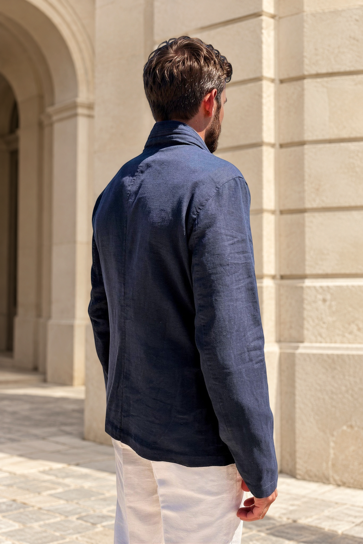Saharienne Walter en lin - Marine-MANTEAU HOMME-Curling-Paris