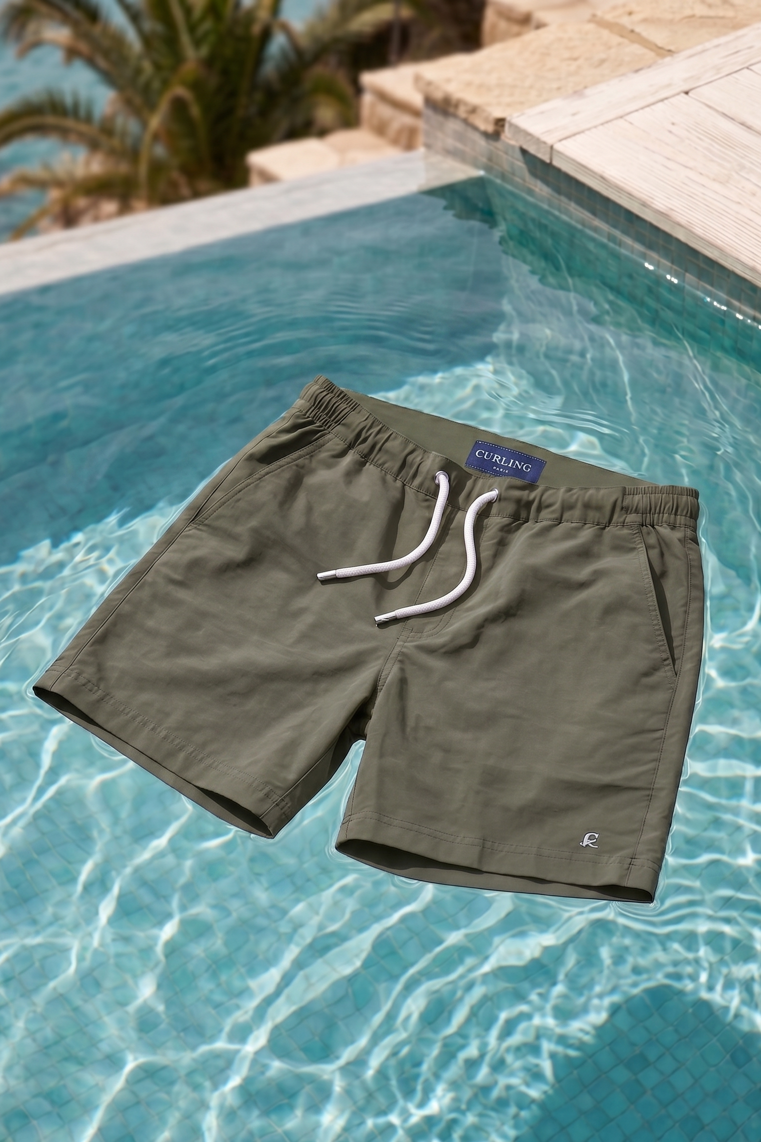Short de bain - Kaki-MAILLOT DE BAIN HOMME-Curling-Paris