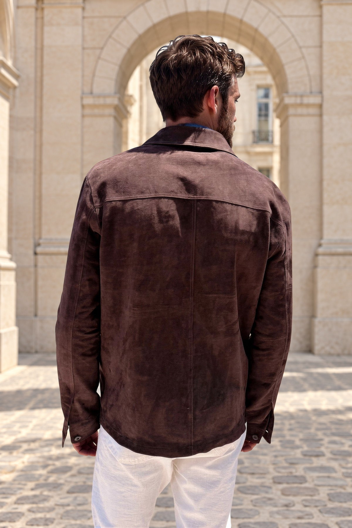 Surchemise Jimmy en chèvre velours - Marron-MANTEAU HOMME-Curling-Paris
