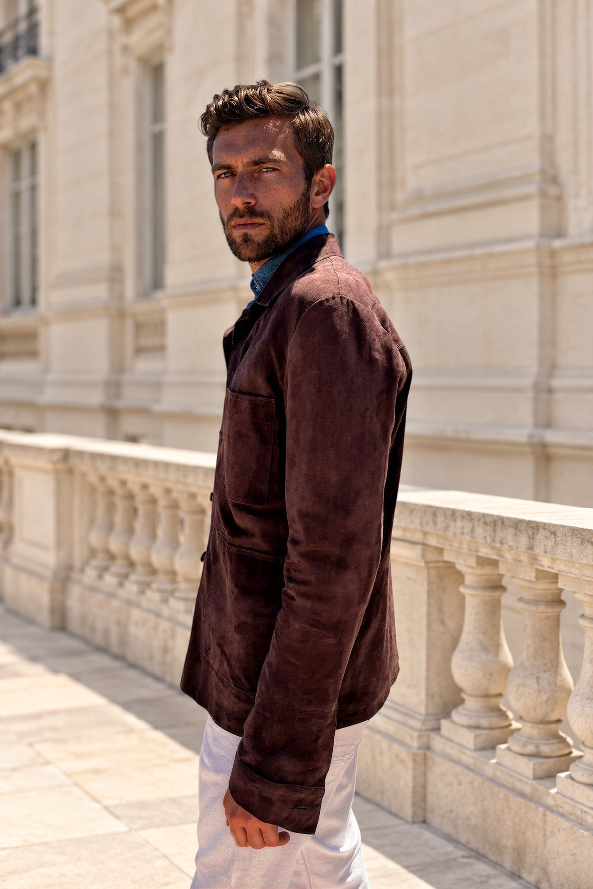 Surchemise Jimmy en chèvre velours - Marron-MANTEAU HOMME-Curling-Paris