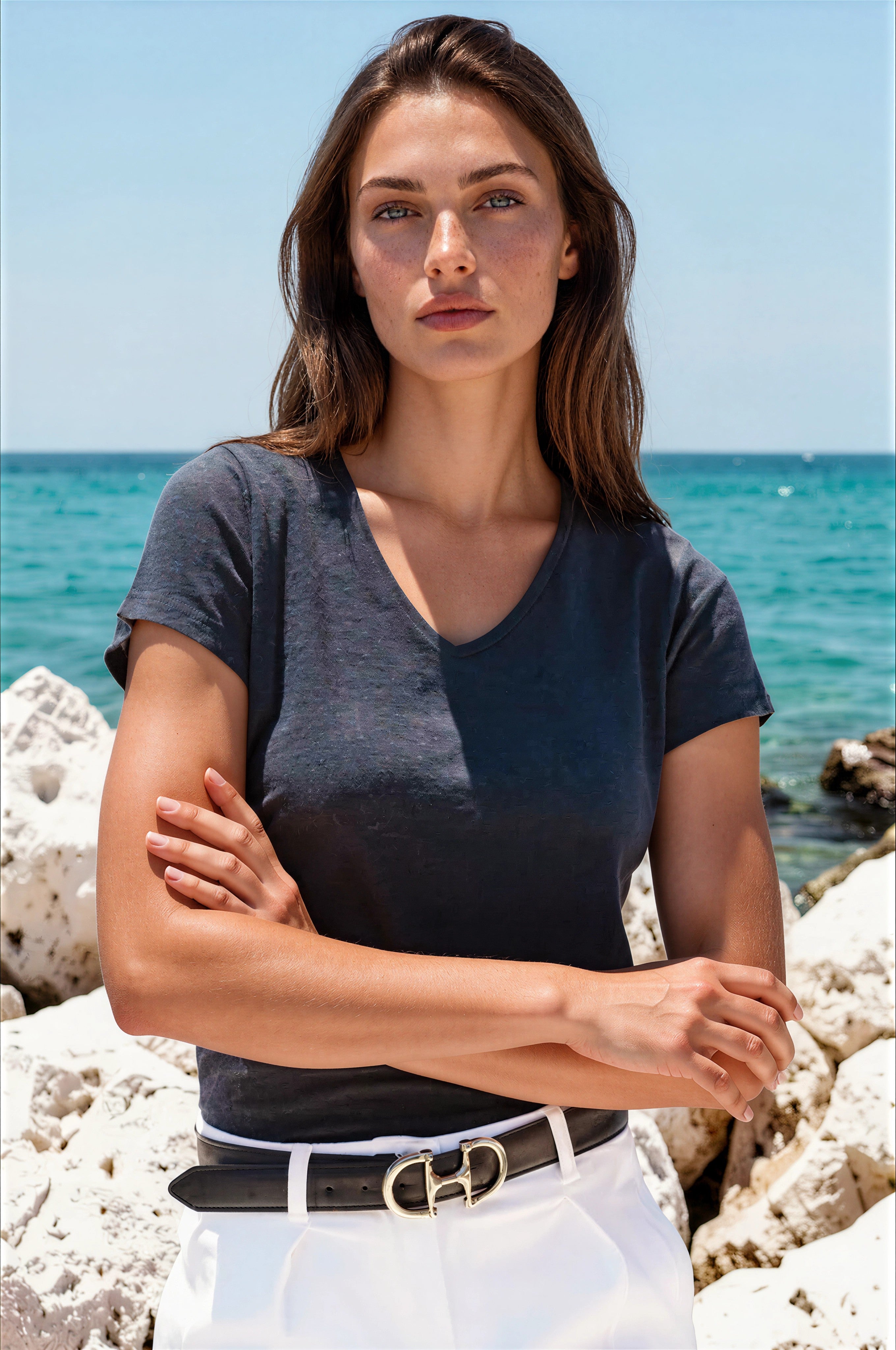 T-shirt Jimmy en lin - Marine-T-SHIRT FEMME-Curling-Paris