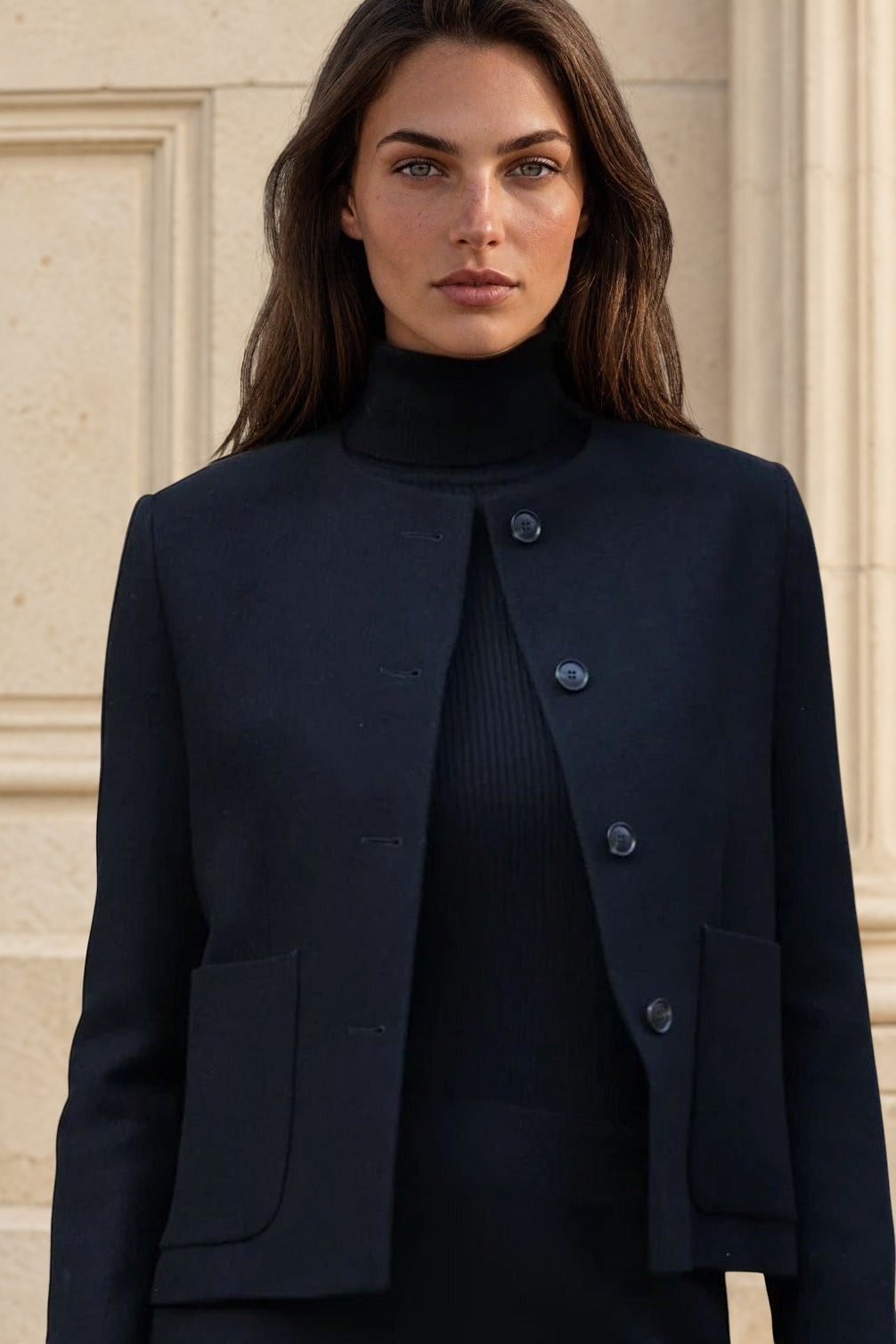 Veste Eloise pure laine nattée - Noir-VESTE BLAZER FEMME-Curling-Paris