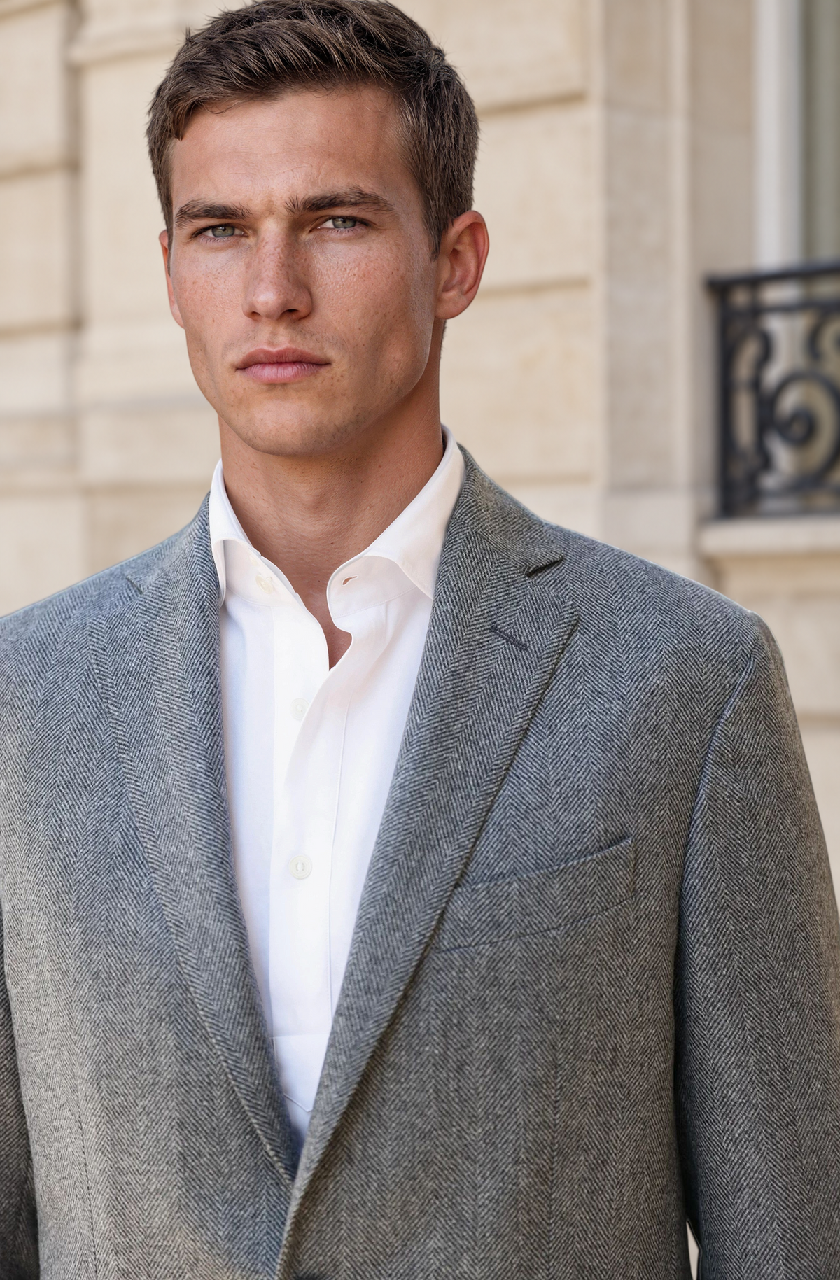 Veste Giorgio en laine - Chevron Gris-VESTE BLAZER HOMME-Curling-Paris