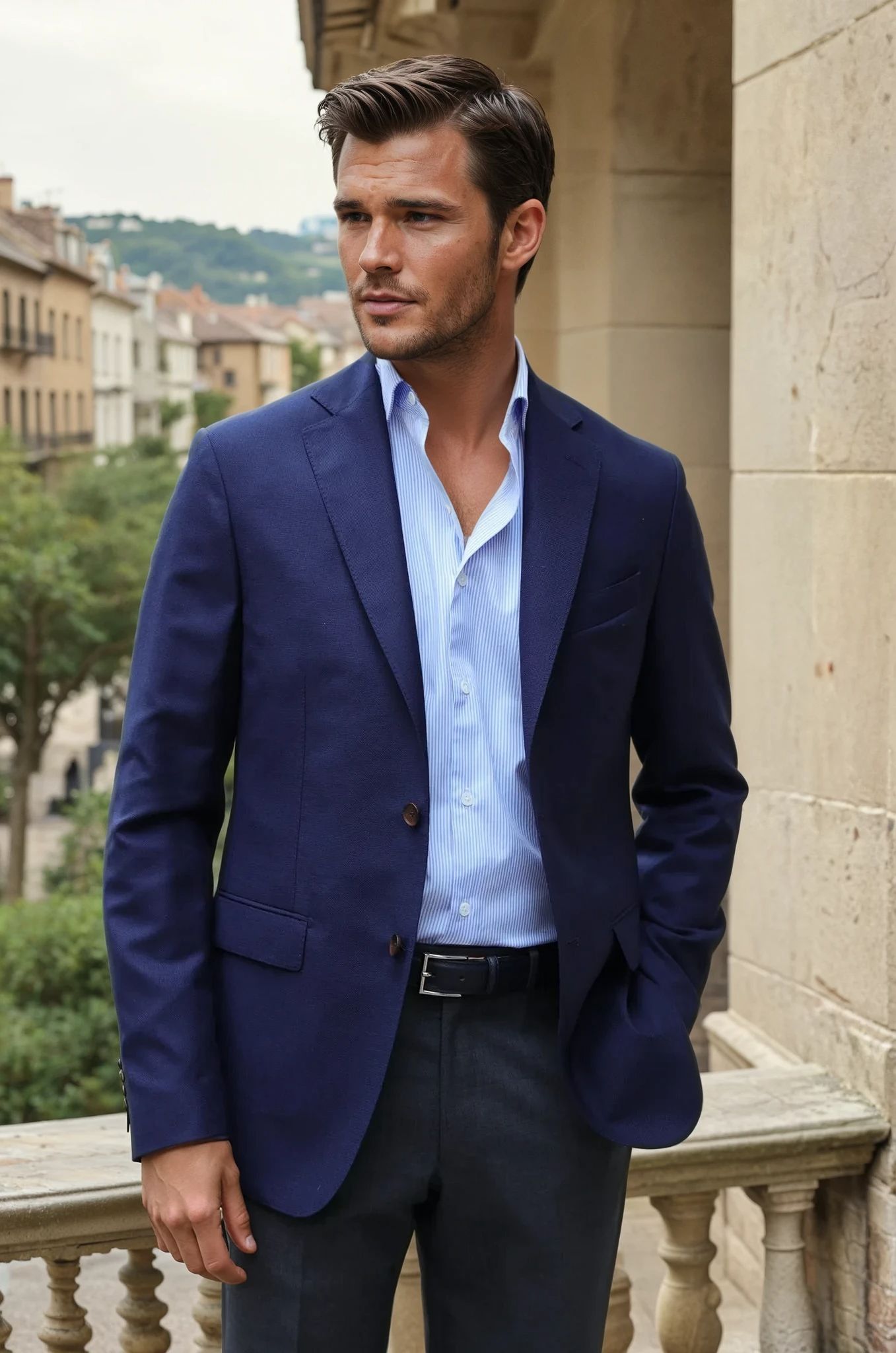 Veste Giorgio en laine - Marine-VESTE BLAZER HOMME-Curling-Paris