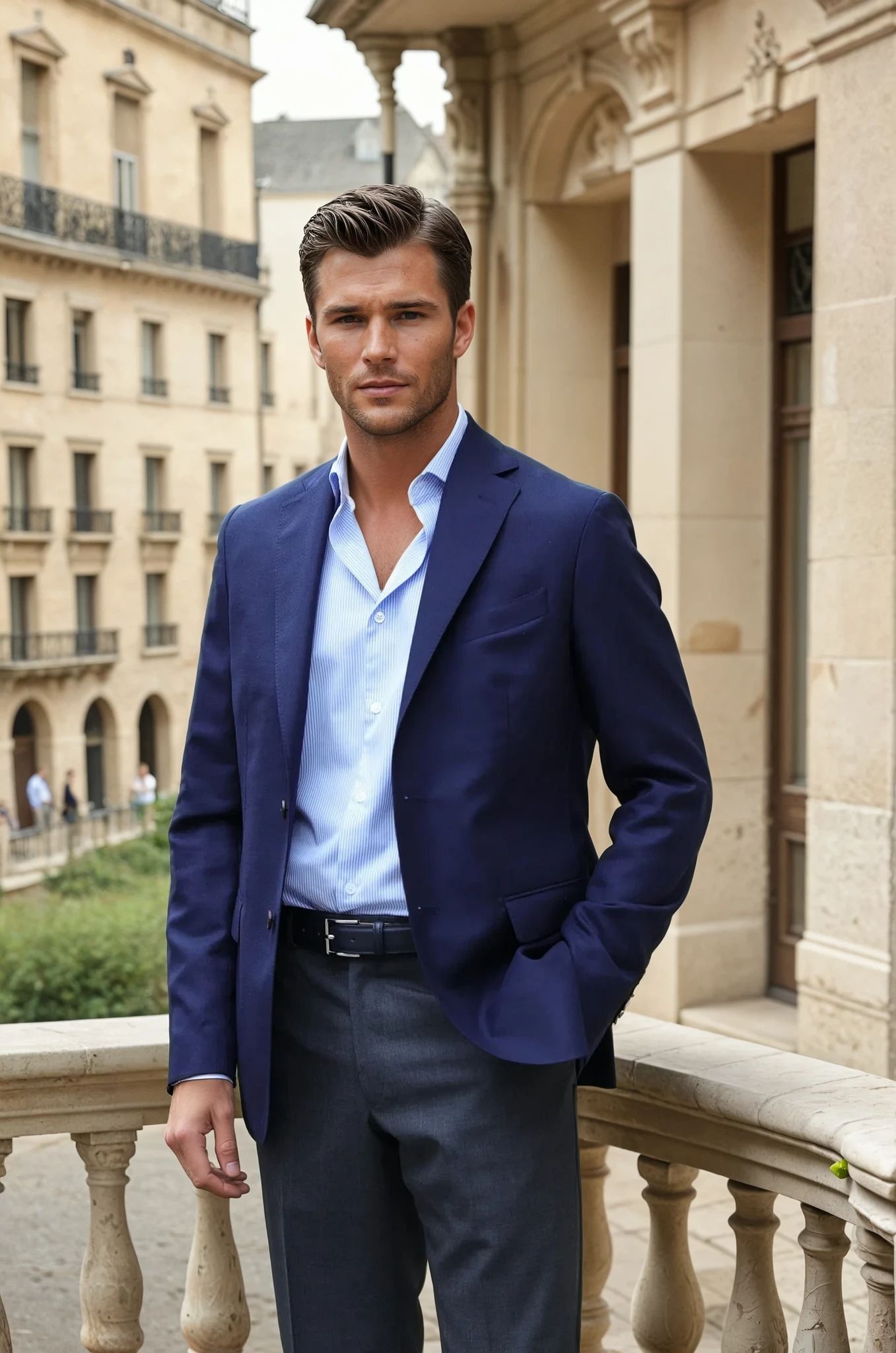 Veste Giorgio en laine - Marine-VESTE BLAZER HOMME-Curling-Paris