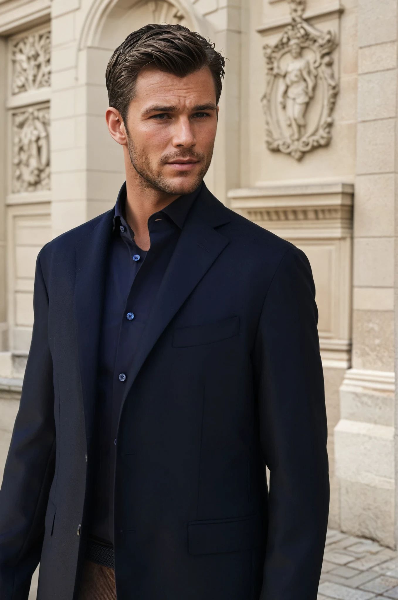 Veste Giorgio en laine - Natté Marine-VESTE BLAZER HOMME-Curling-Paris
