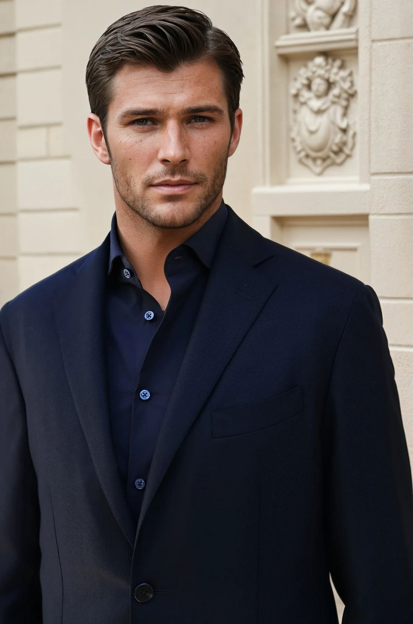 Veste Giorgio en laine - Natté Marine-VESTE BLAZER HOMME-Curling-Paris