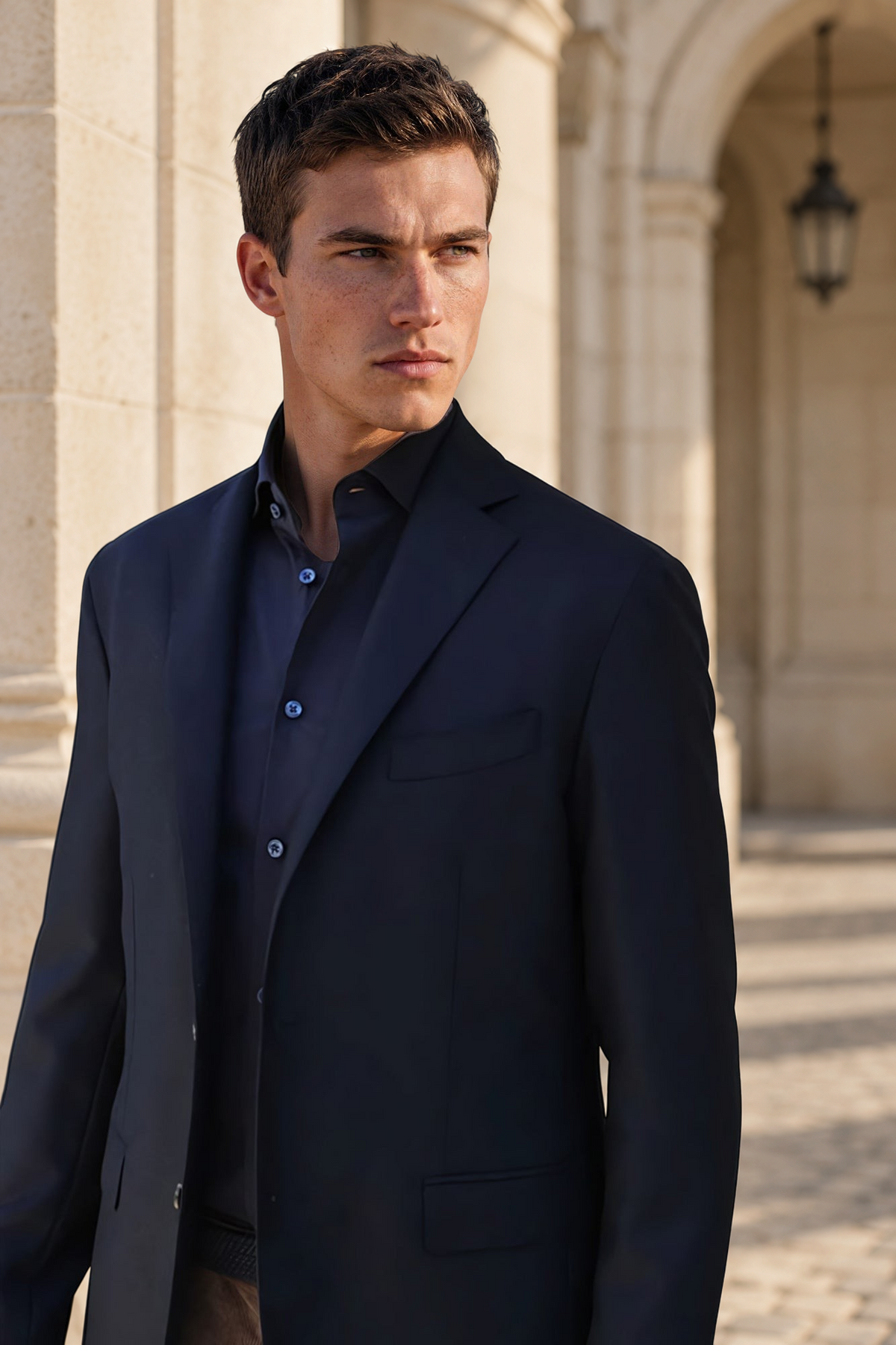 Veste Giorgio en laine - Natté Marine-VESTE BLAZER HOMME-Curling-Paris