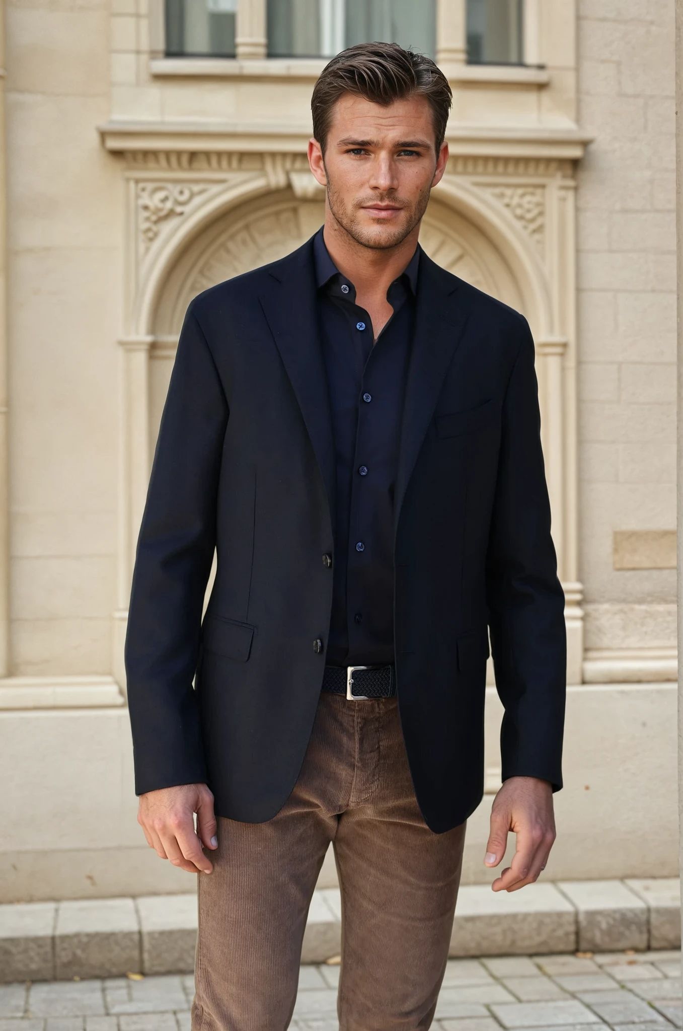 Veste Giorgio en laine - Natté Marine-VESTE BLAZER HOMME-Curling-Paris