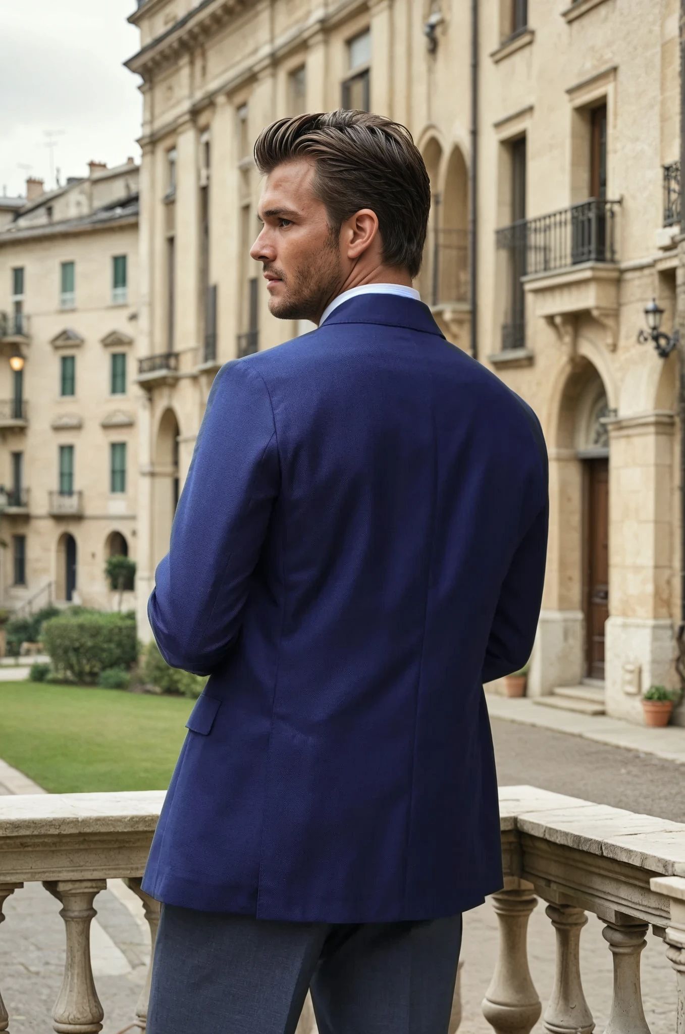 Veste Giorgio en laine d'été - Marine-VESTE BLAZER HOMME-Curling-Paris