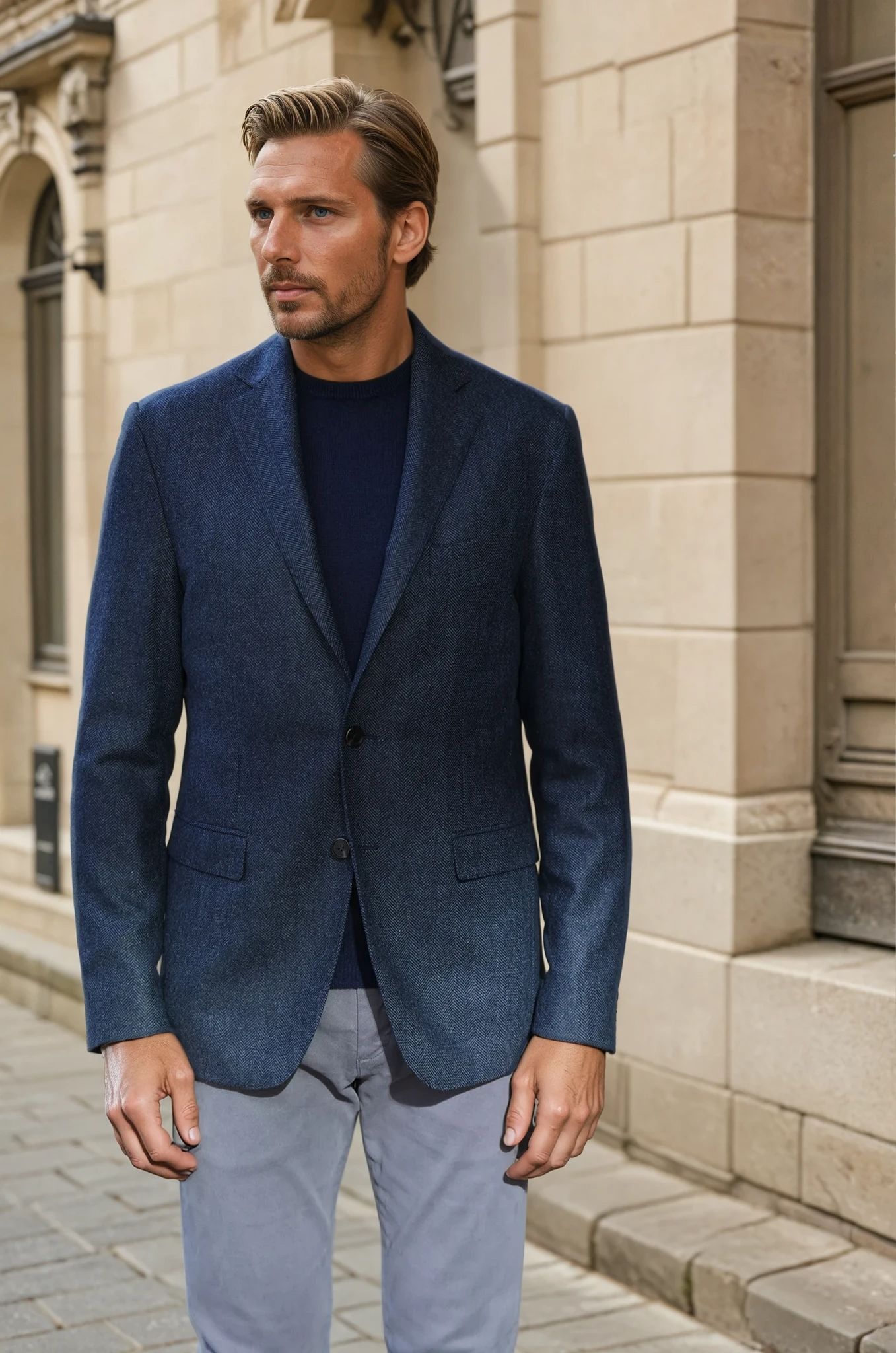 Veste Giorgio en laine et cachemire - Chevron Jeans-VESTE BLAZER HOMME-Curling-Paris