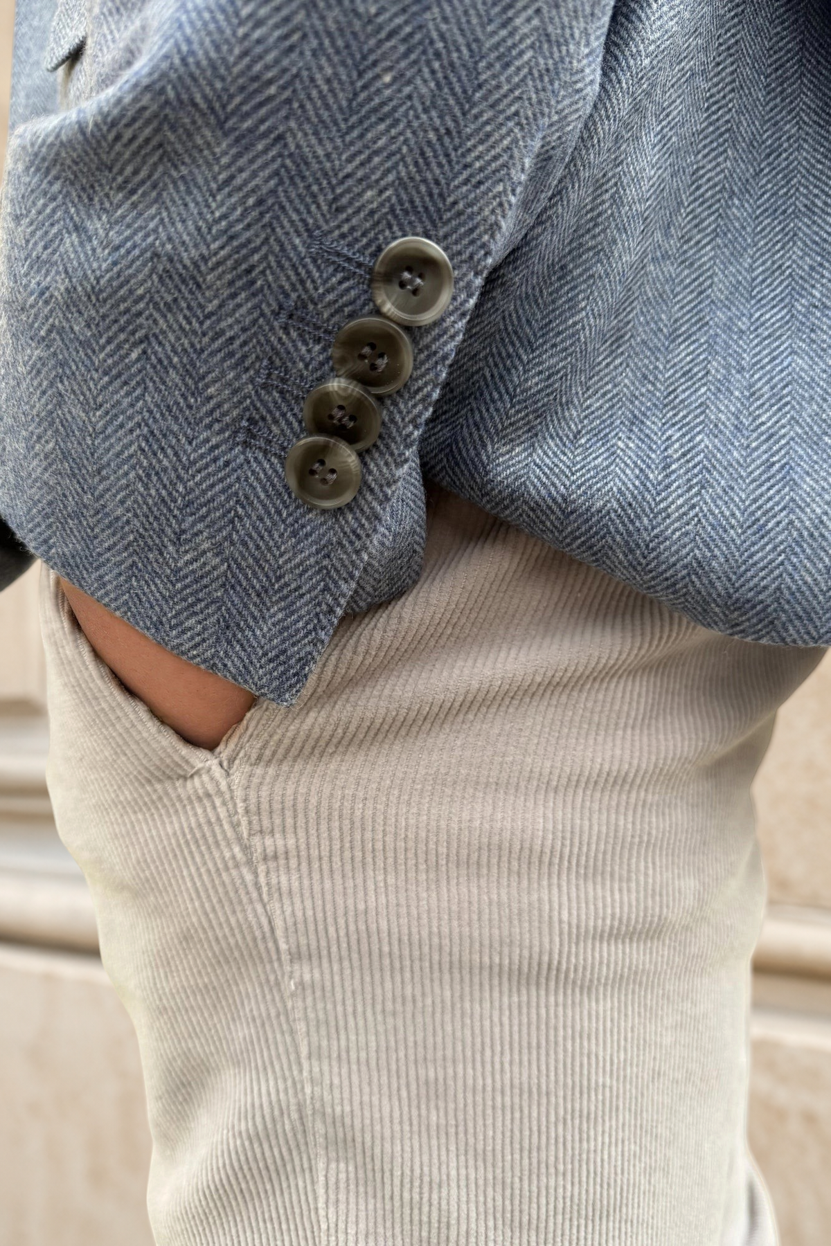 Veste Giorgio en laine vierge Angelico à chevrons - Jeans-VESTE BLAZER HOMME-Curling-Paris