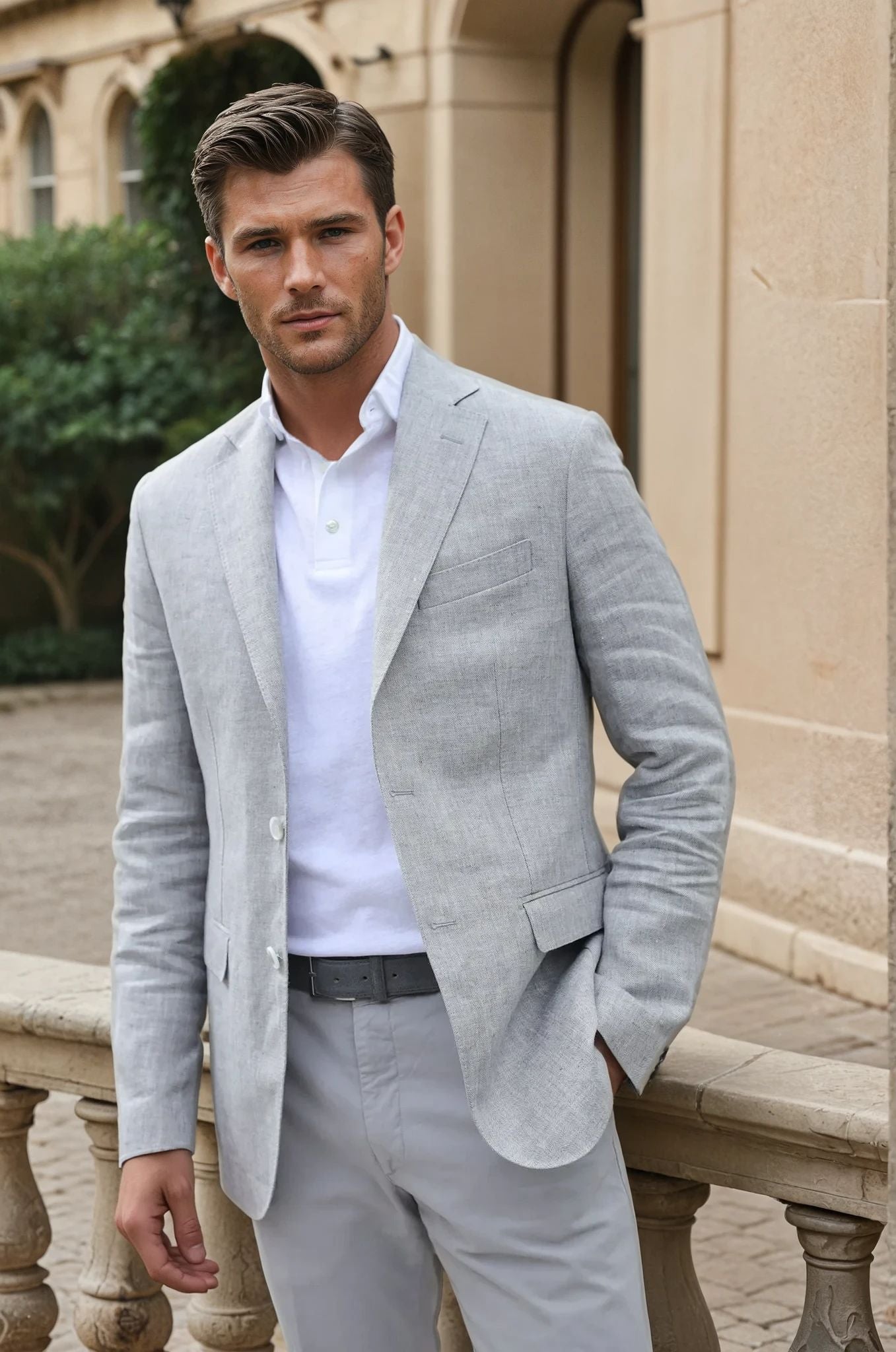 Veste Giorgio en lin - Chevron Gris-VESTE BLAZER HOMME-Curling-Paris