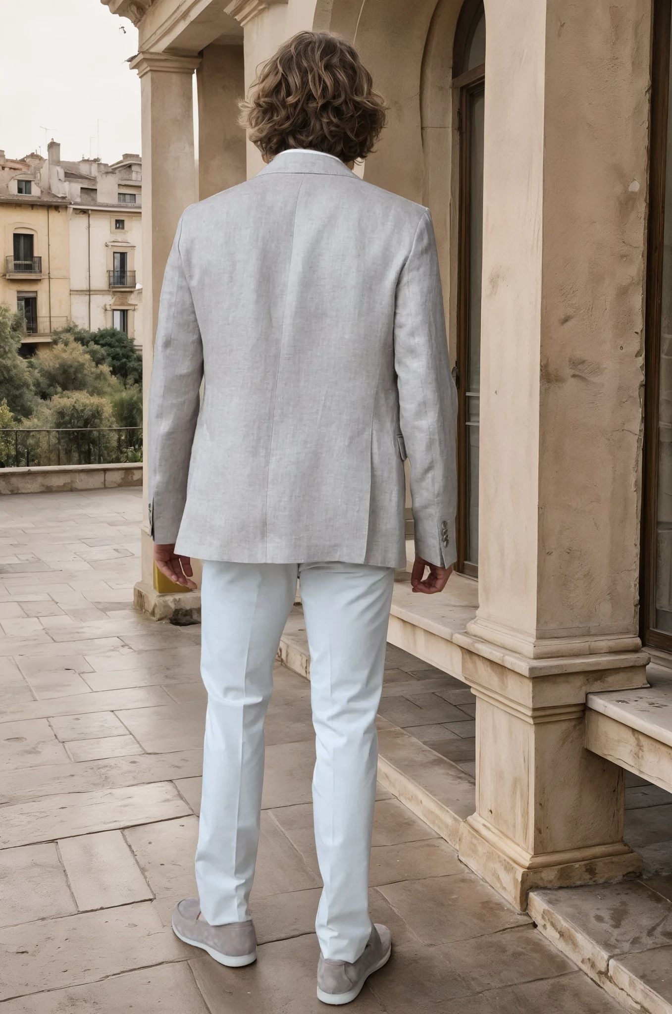 Veste Giorgio en lin - Chevron beige-VESTE BLAZER HOMME-Curling-Paris