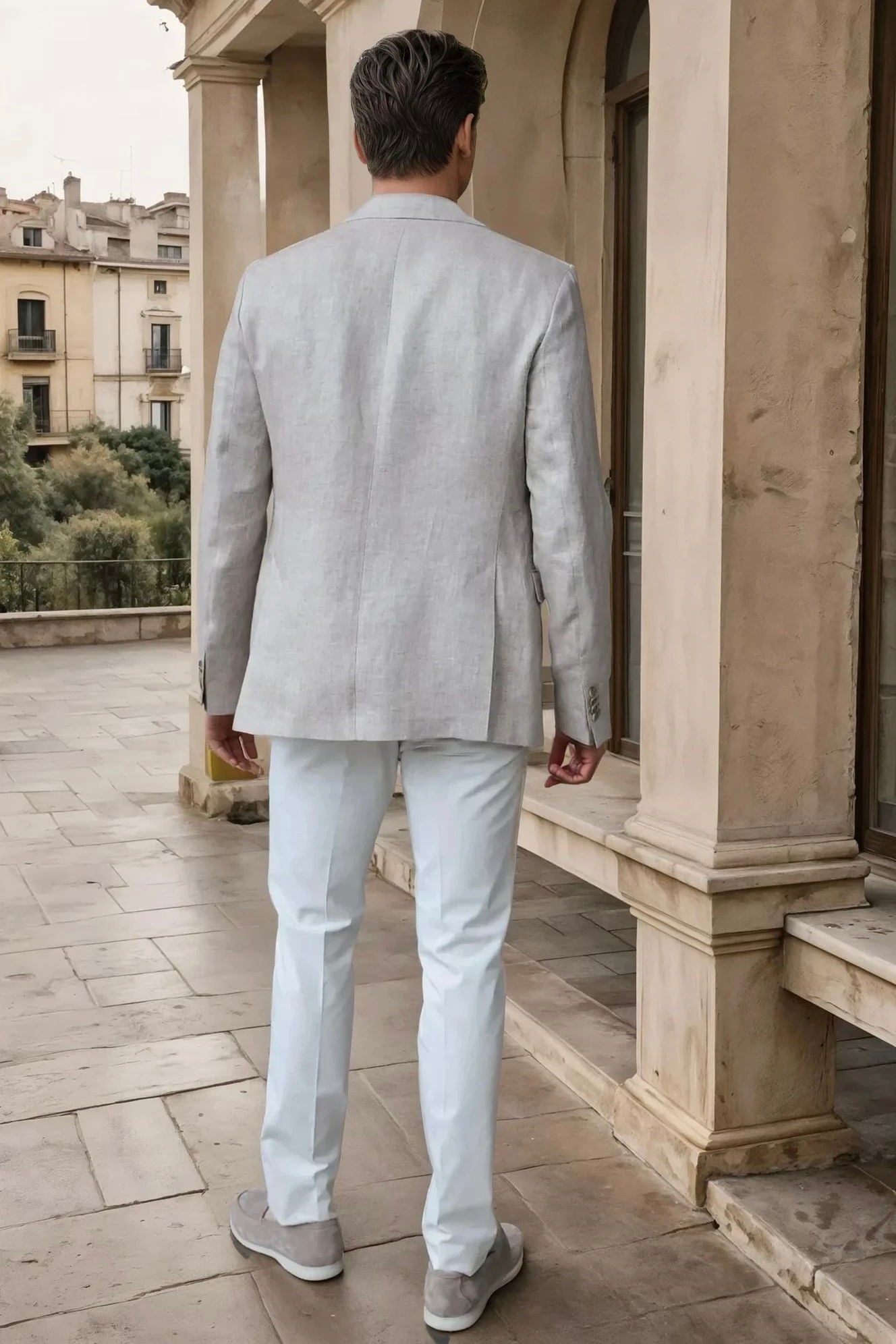 Veste Giorgio en lin - Chevron beige-VESTE BLAZER HOMME-Curling-Paris
