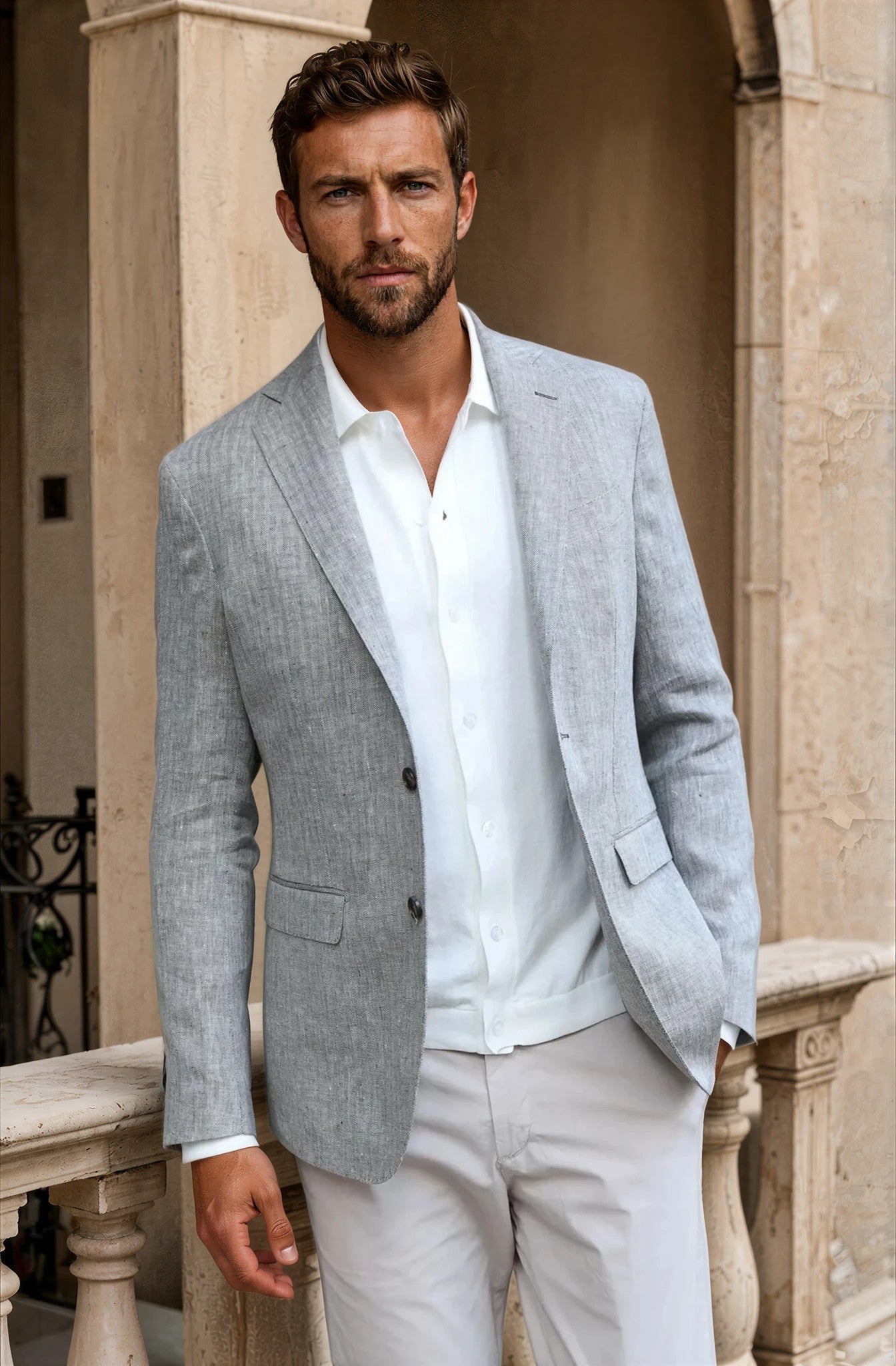 Veste Giorgio en lin  - Noisette