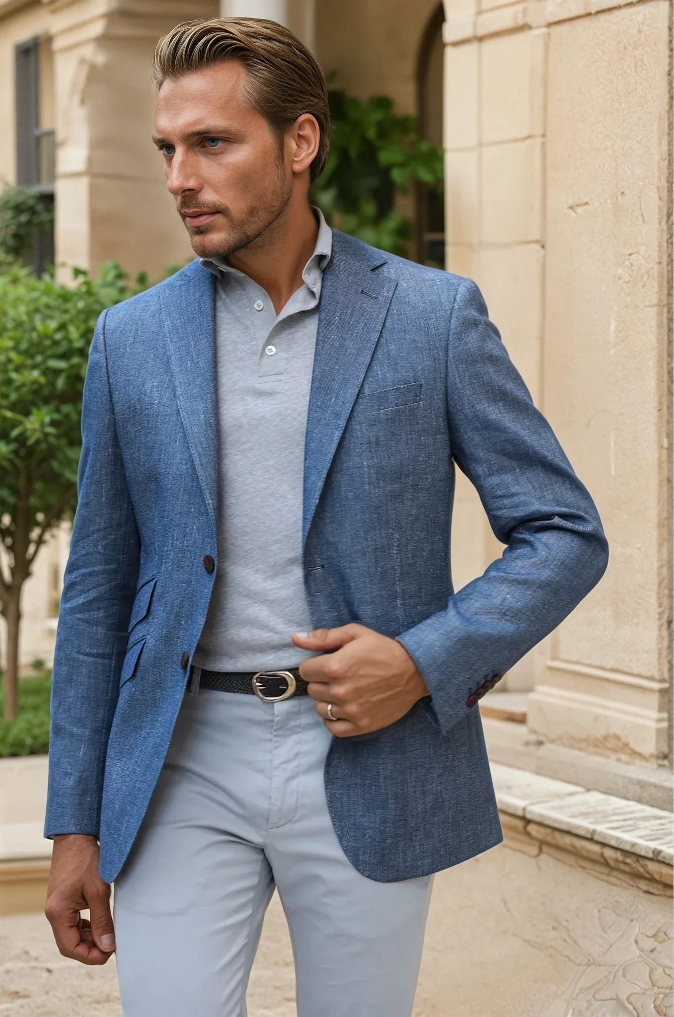 Veste Goal en coton & lin Di Sondrio - Jeans-VESTE BLAZER HOMME-Curling-Paris
