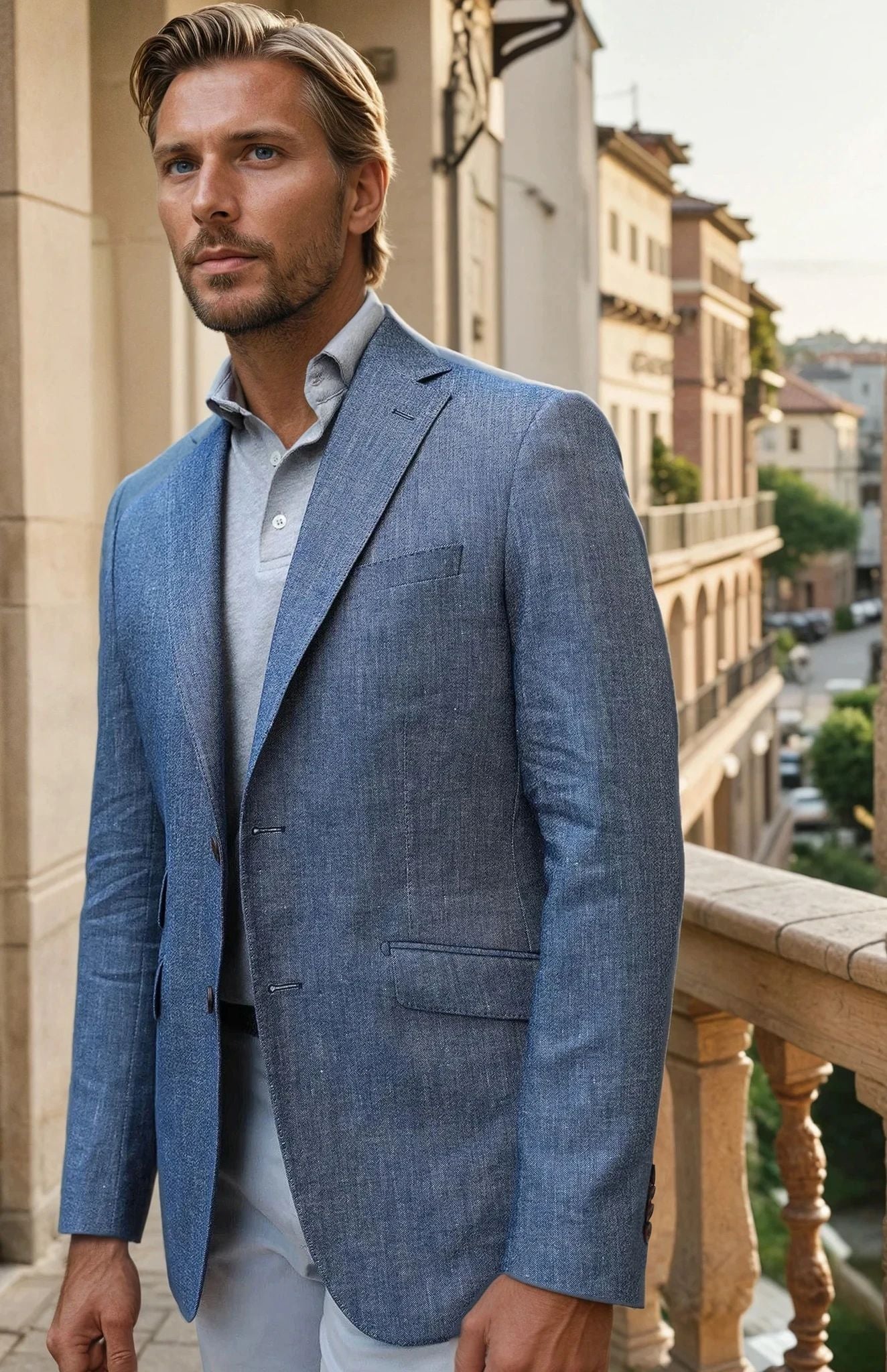 Veste Goal en coton & lin Di Sondrio - Jeans-VESTE BLAZER HOMME-Curling-Paris