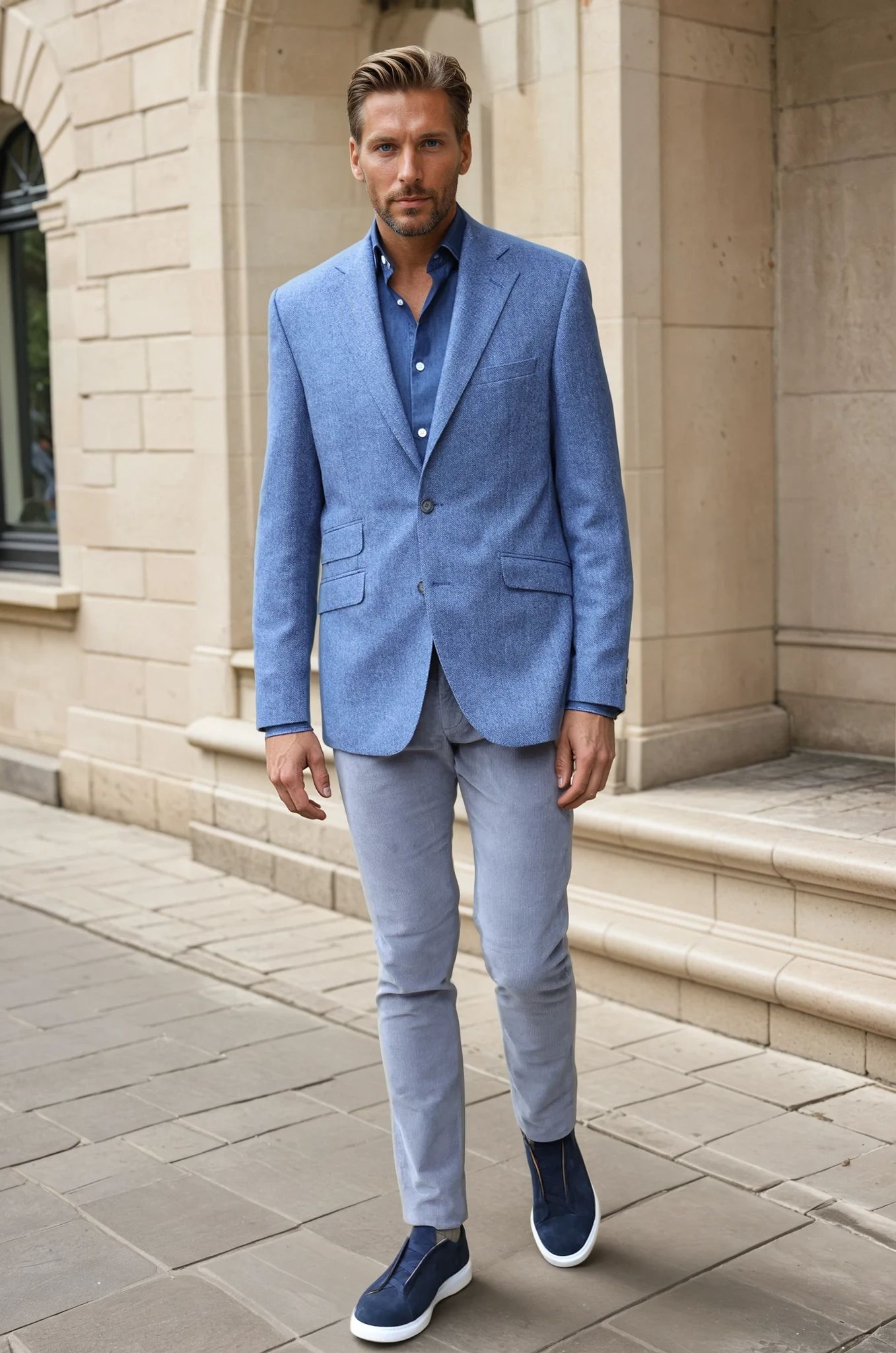 Veste Goal en laine - Chevron bleu-VESTE BLAZER HOMME-Curling-Paris