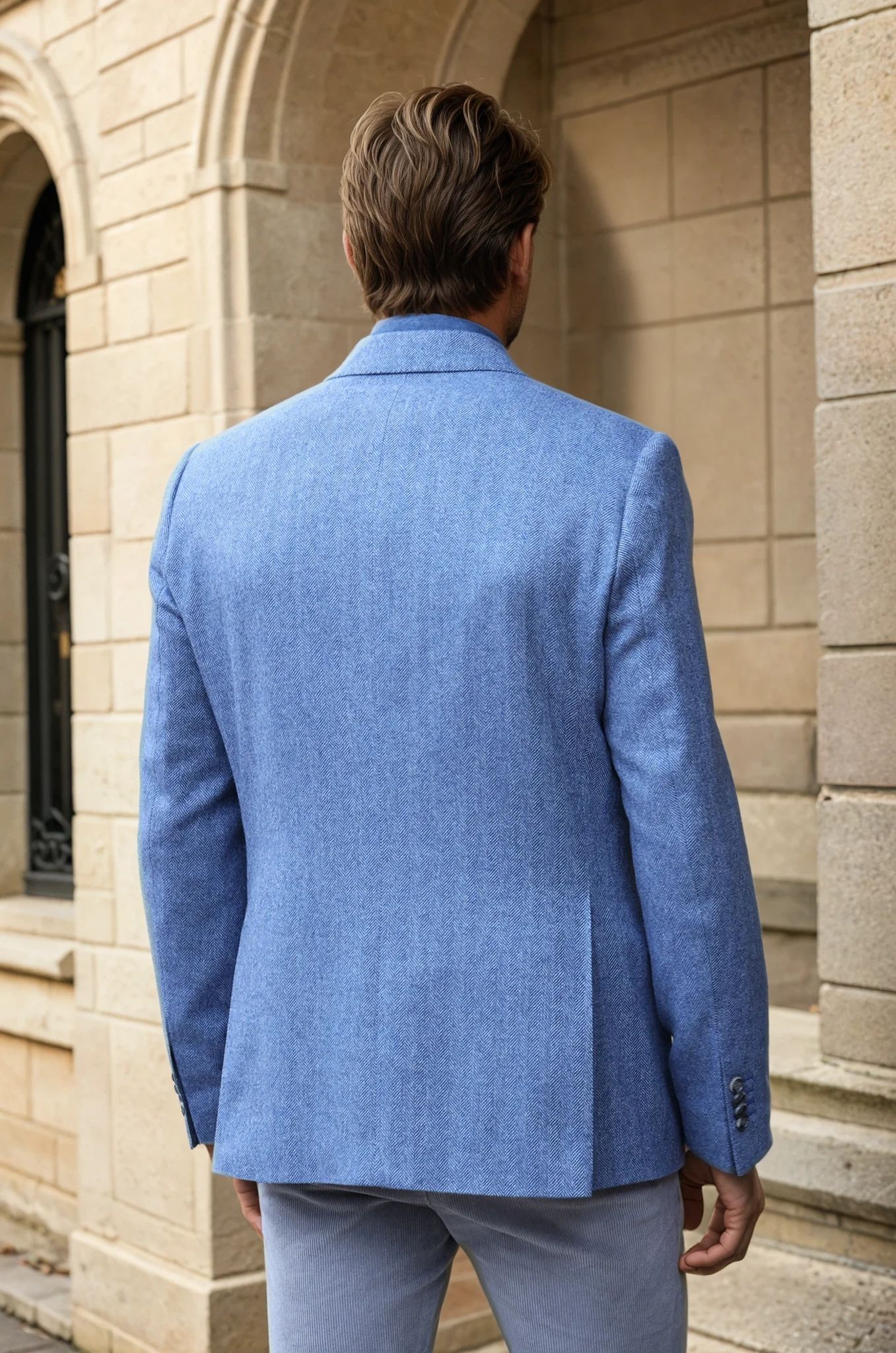 Veste Goal en laine - Chevron bleu-VESTE BLAZER HOMME-Curling-Paris