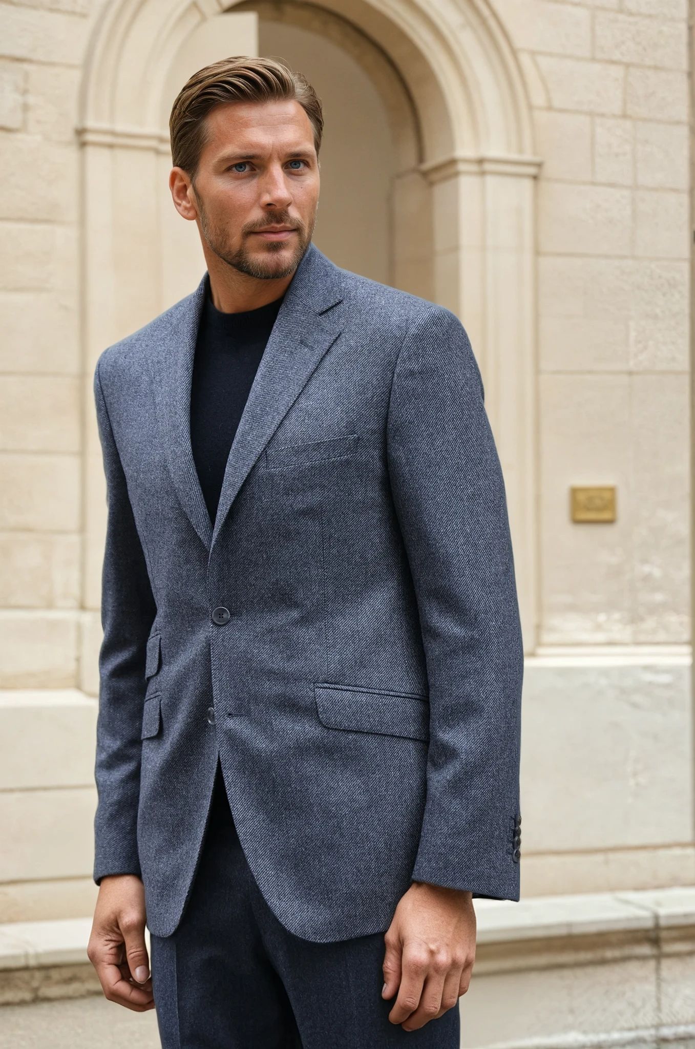 Veste Goal en laine et cachemire - Anthracite-VESTE BLAZER HOMME-Curling-Paris
