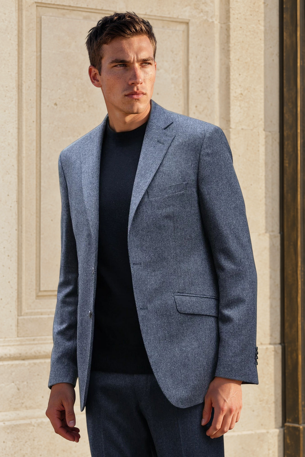 Veste Goal en laine et cachemire - Anthracite-VESTE BLAZER HOMME-Curling-Paris