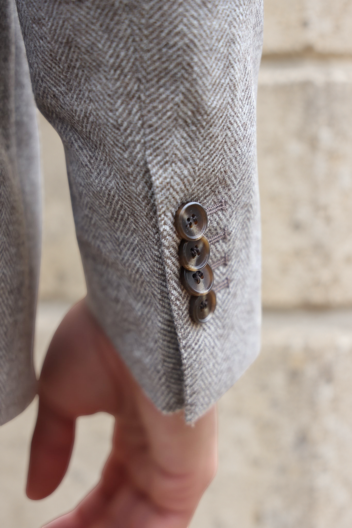Veste Goal en laine et cachemire - Chevron beige-VESTE BLAZER HOMME-Curling-Paris