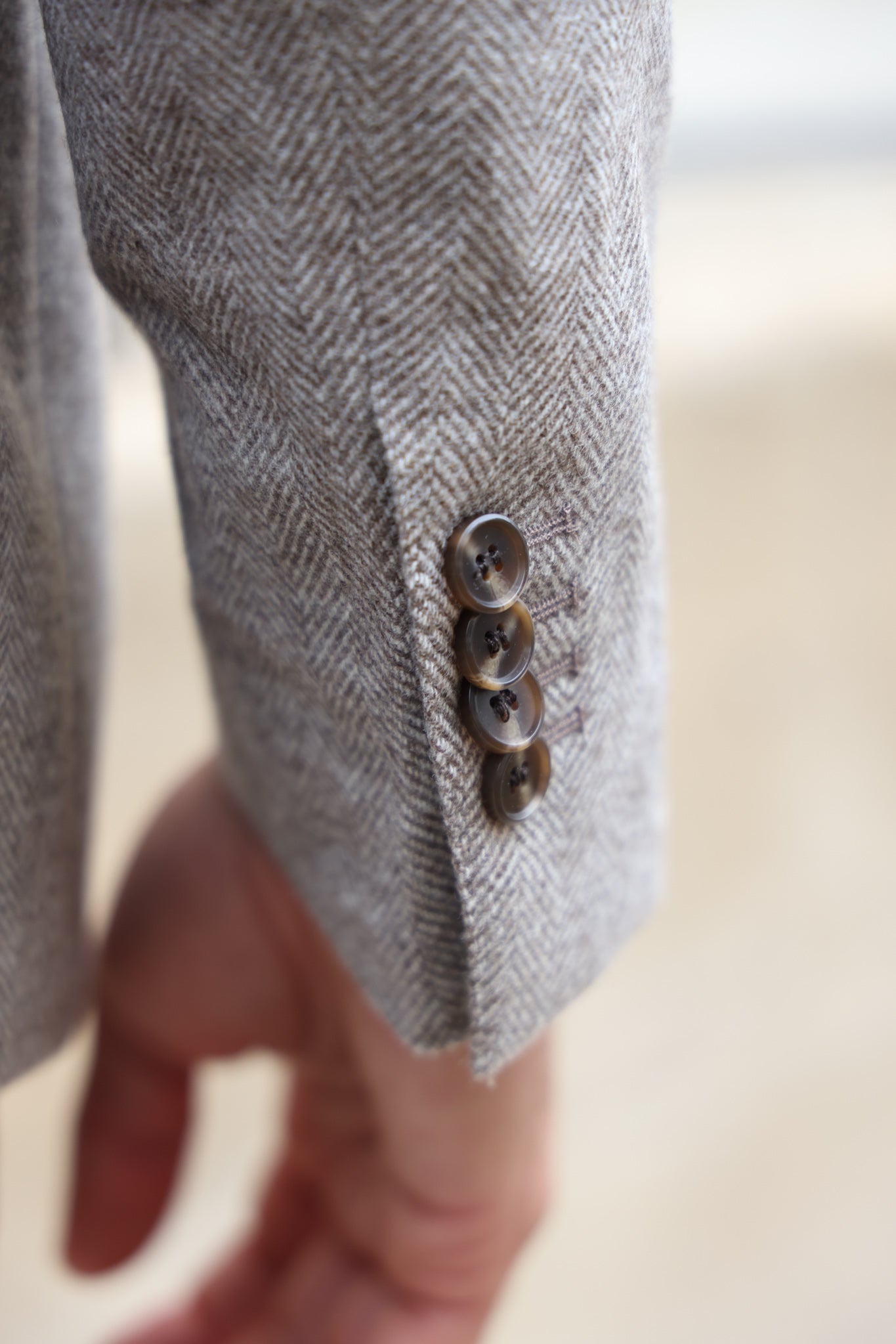 Veste Goal en laine et cachemire - Chevron beige-VESTE BLAZER HOMME-Curling-Paris