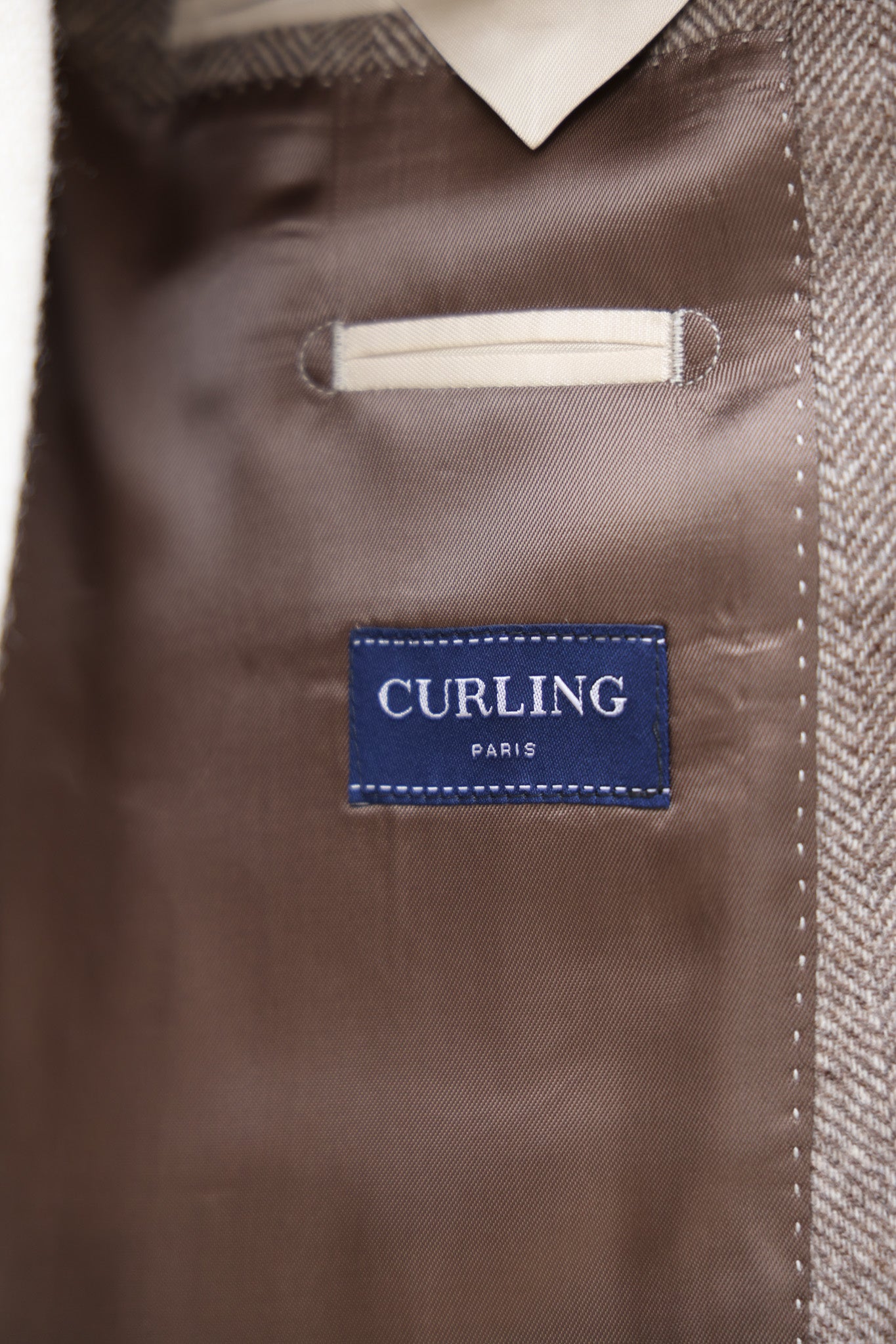 Veste Goal en laine et cachemire - Chevron beige-VESTE BLAZER HOMME-Curling-Paris