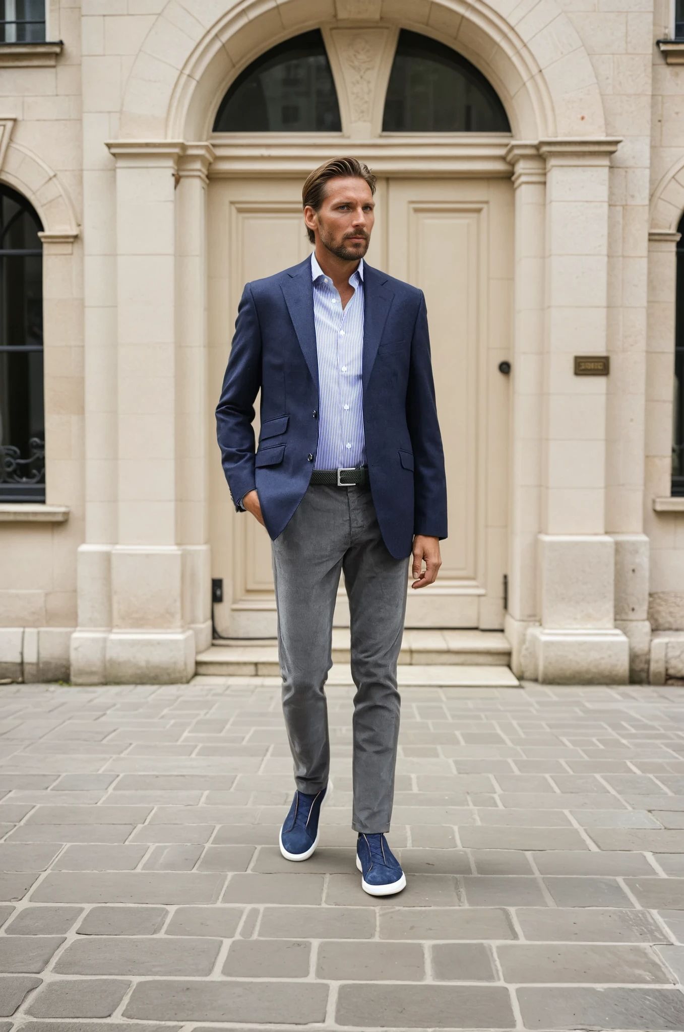 Veste Goal en laine et cachemire - Marine-VESTE BLAZER HOMME-Curling-Paris
