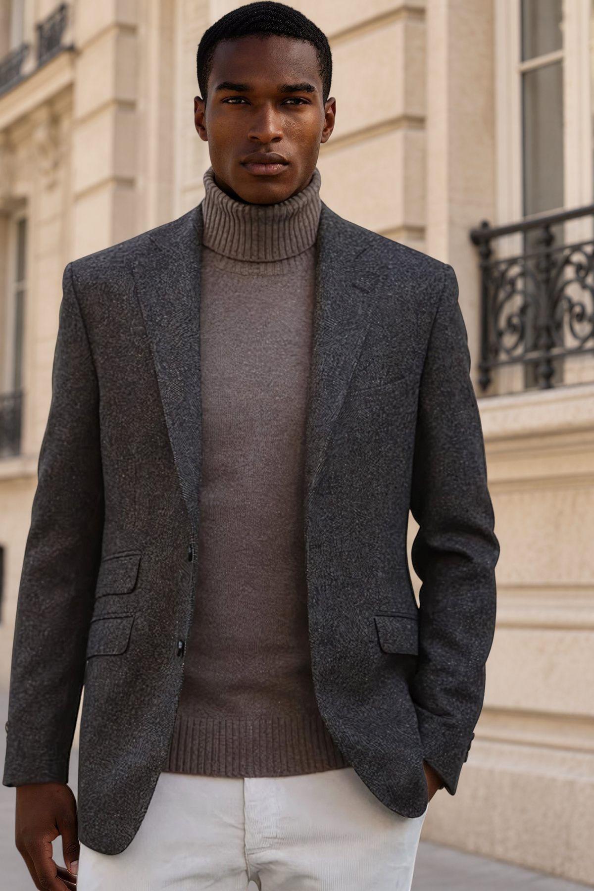 Veste Goal en laine et cachemire - Tweed marron-VESTE BLAZER HOMME-Curling-Paris