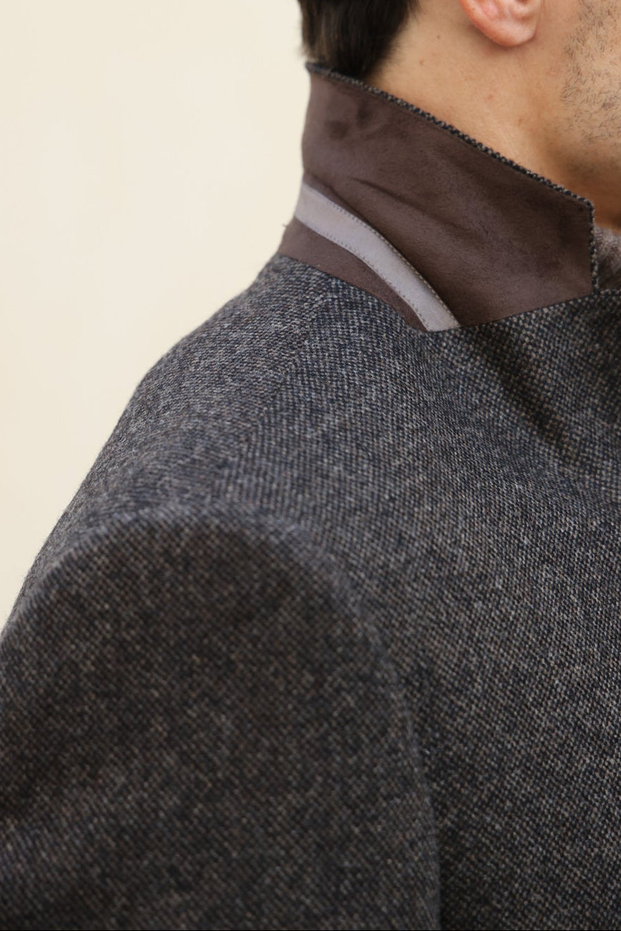 Veste Goal en laine et cachemire - Tweed marron-VESTE BLAZER HOMME-Curling-Paris