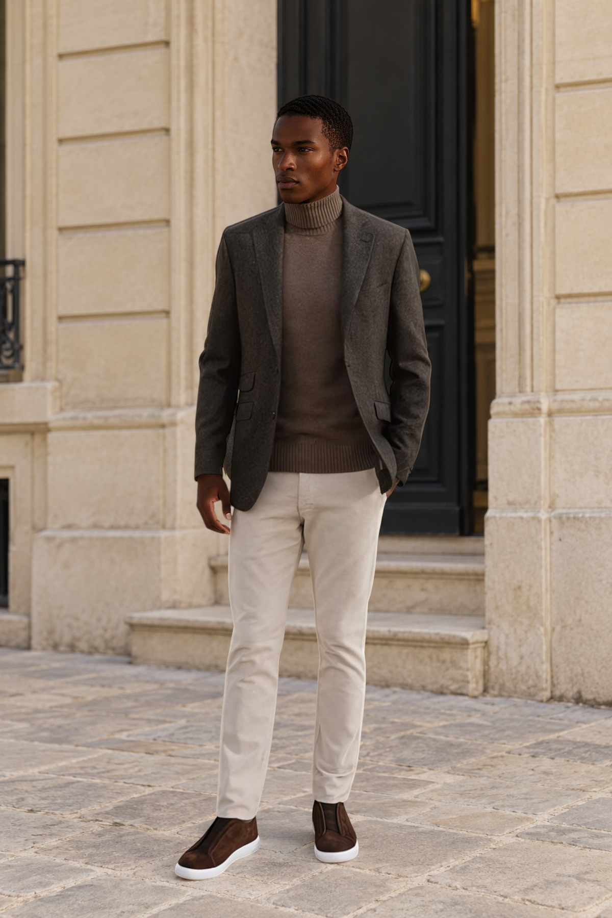 Veste Goal en laine et cachemire - Tweed marron-VESTE BLAZER HOMME-Curling-Paris