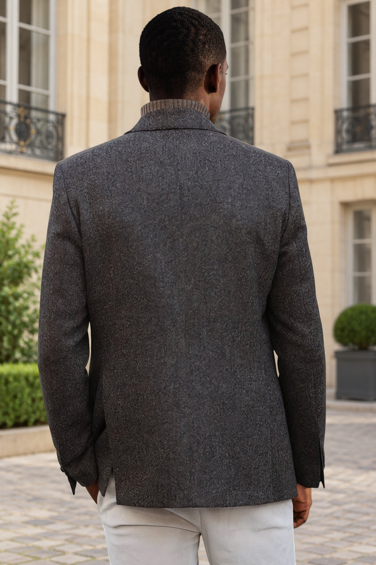 Veste Goal en laine et cachemire - Tweed marron-VESTE BLAZER HOMME-Curling-Paris