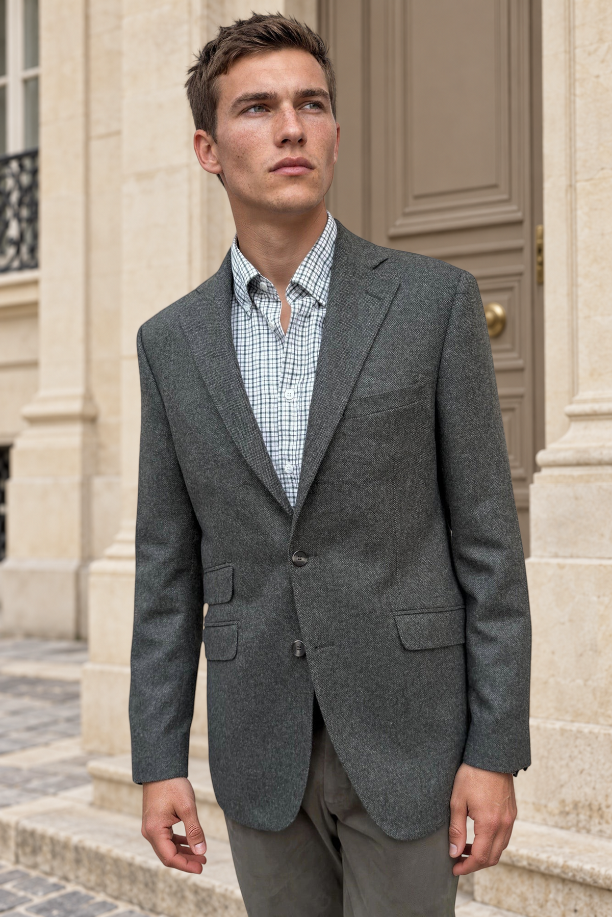 Veste Goal en laine vierge Angelico - Kaki-VESTE BLAZER HOMME-Curling-Paris