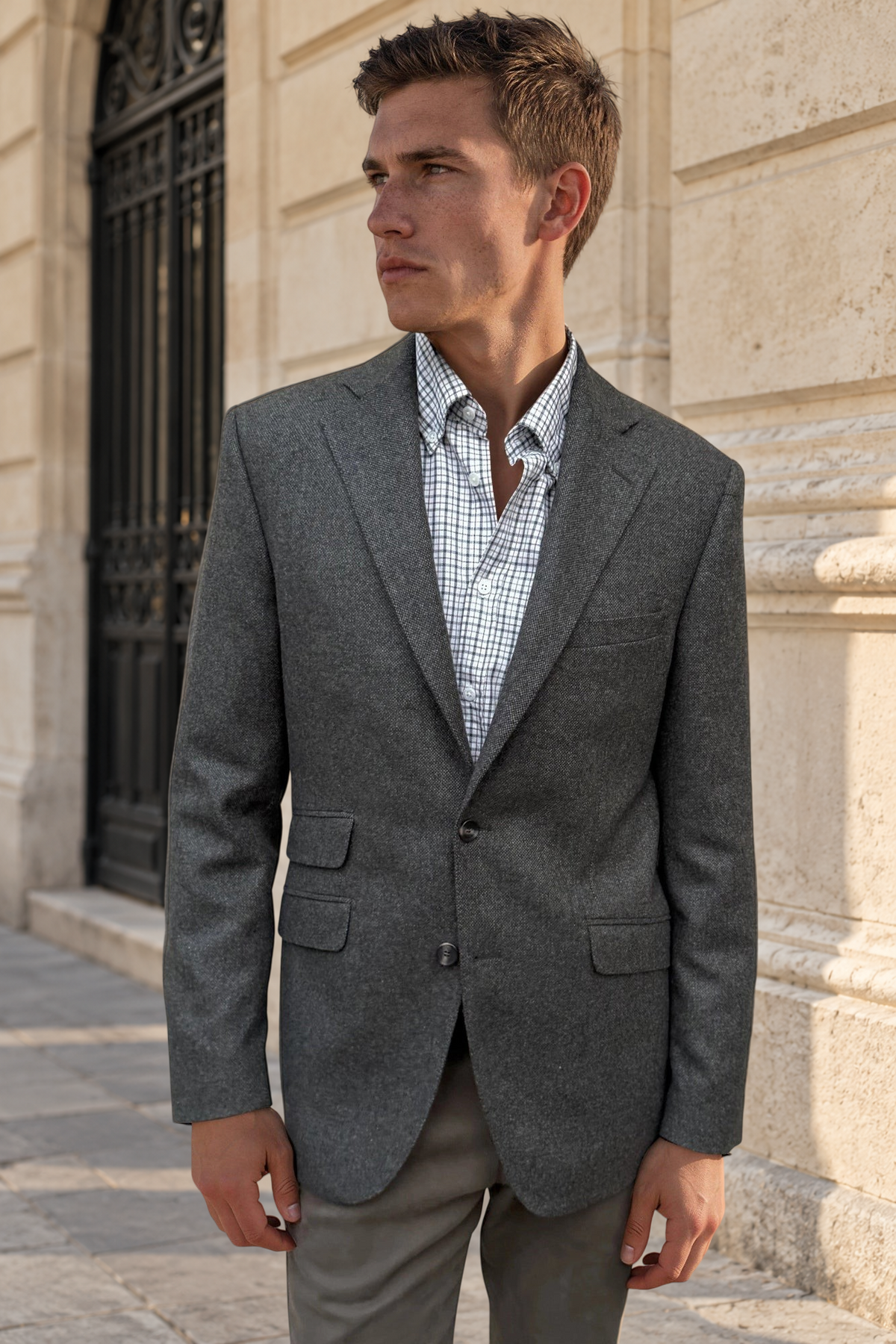 Veste Goal en laine vierge Angelico - Kaki-VESTE BLAZER HOMME-Curling-Paris