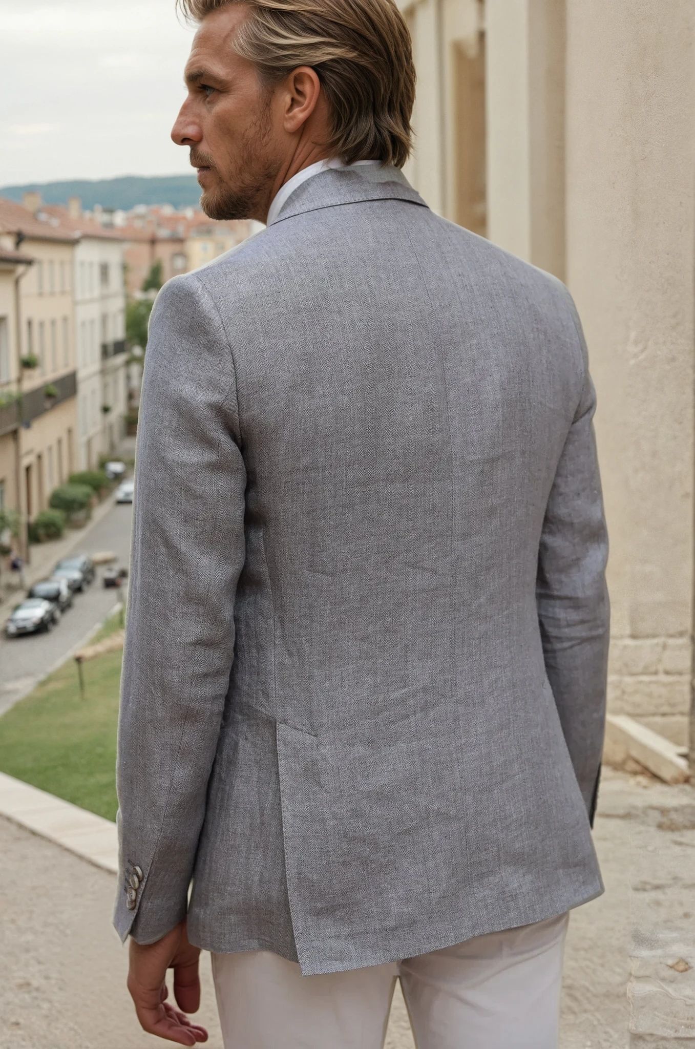 Veste Goal en lin Angelico - Chevron Taupe-VESTE BLAZER HOMME-Curling-Paris