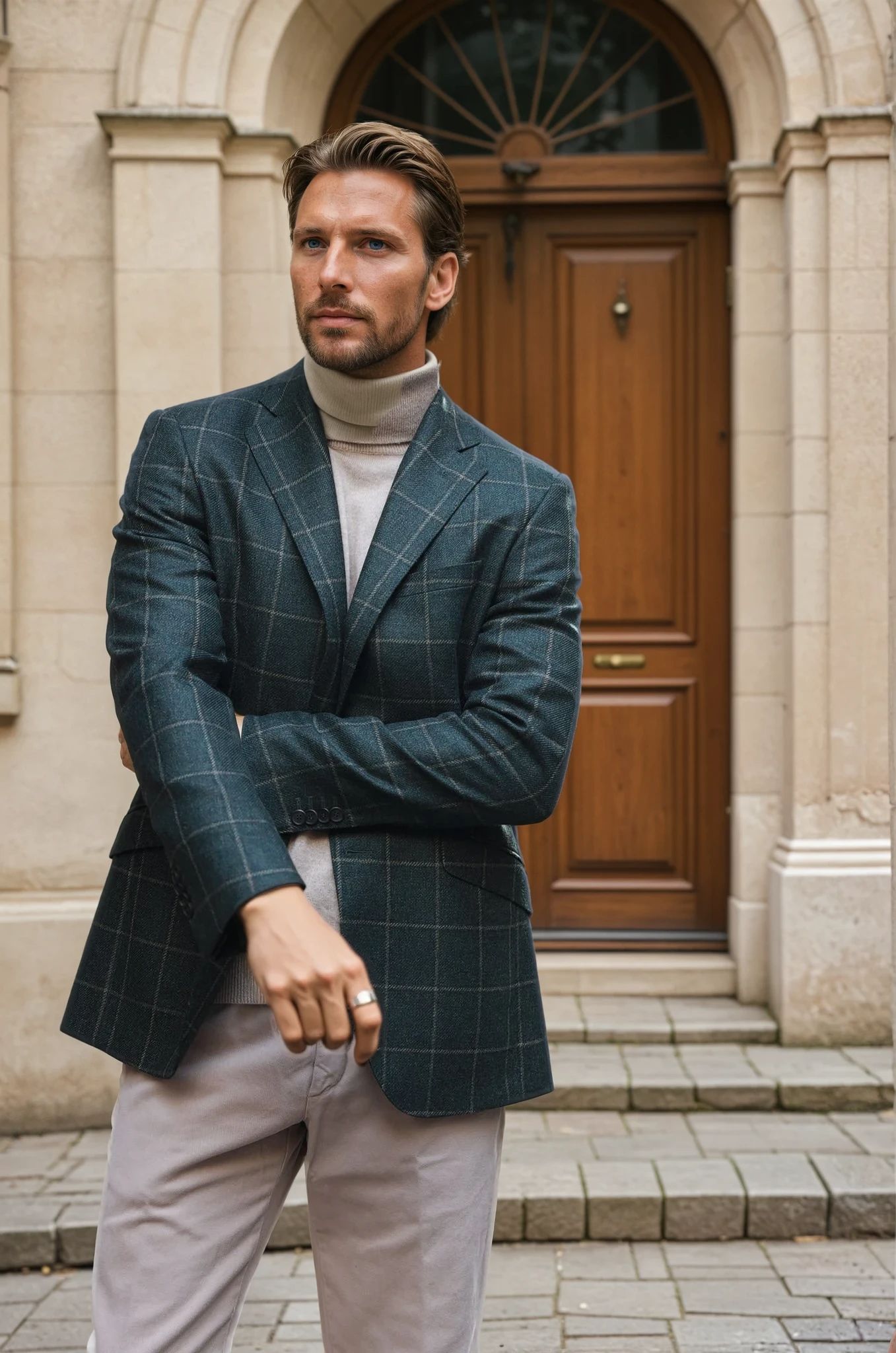 Veste Goal pure laine - Carreaux Kaki-VESTE BLAZER HOMME-Curling-Paris