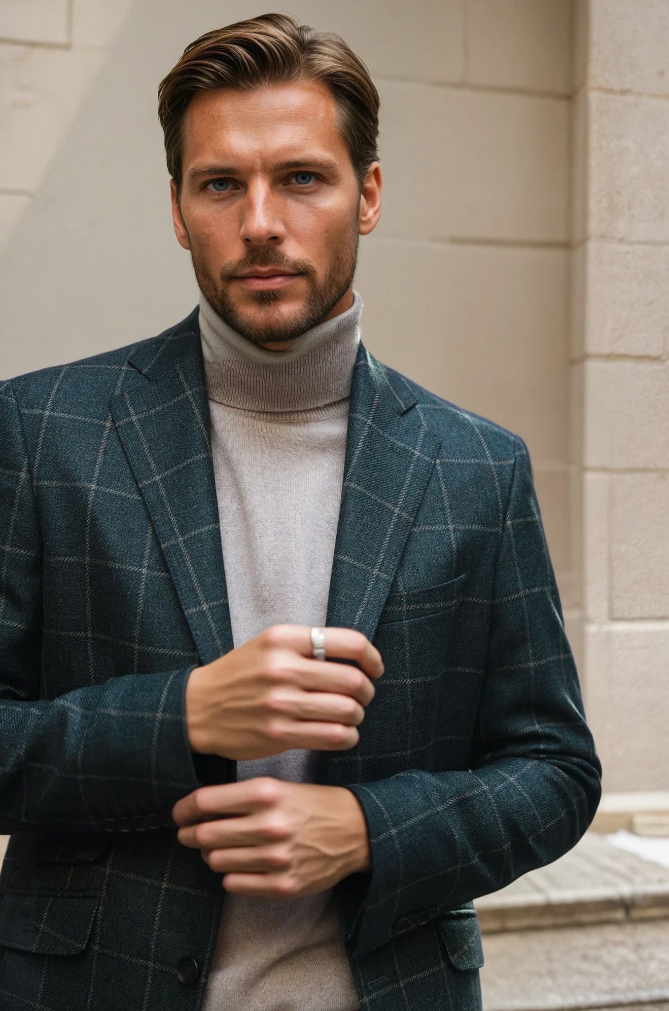 Veste Goal pure laine - Carreaux Kaki-VESTE BLAZER HOMME-Curling-Paris