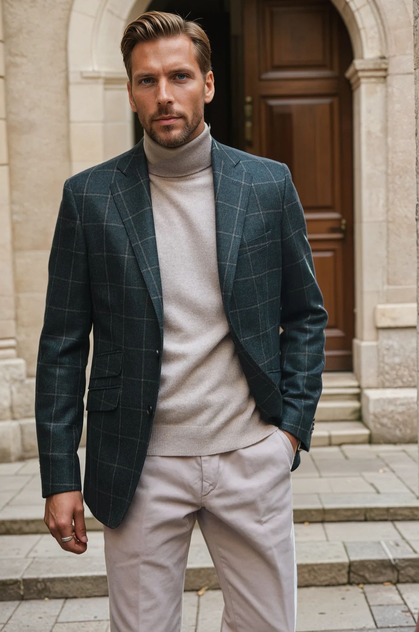 Veste Goal pure laine - Carreaux Kaki-VESTE BLAZER HOMME-Curling-Paris