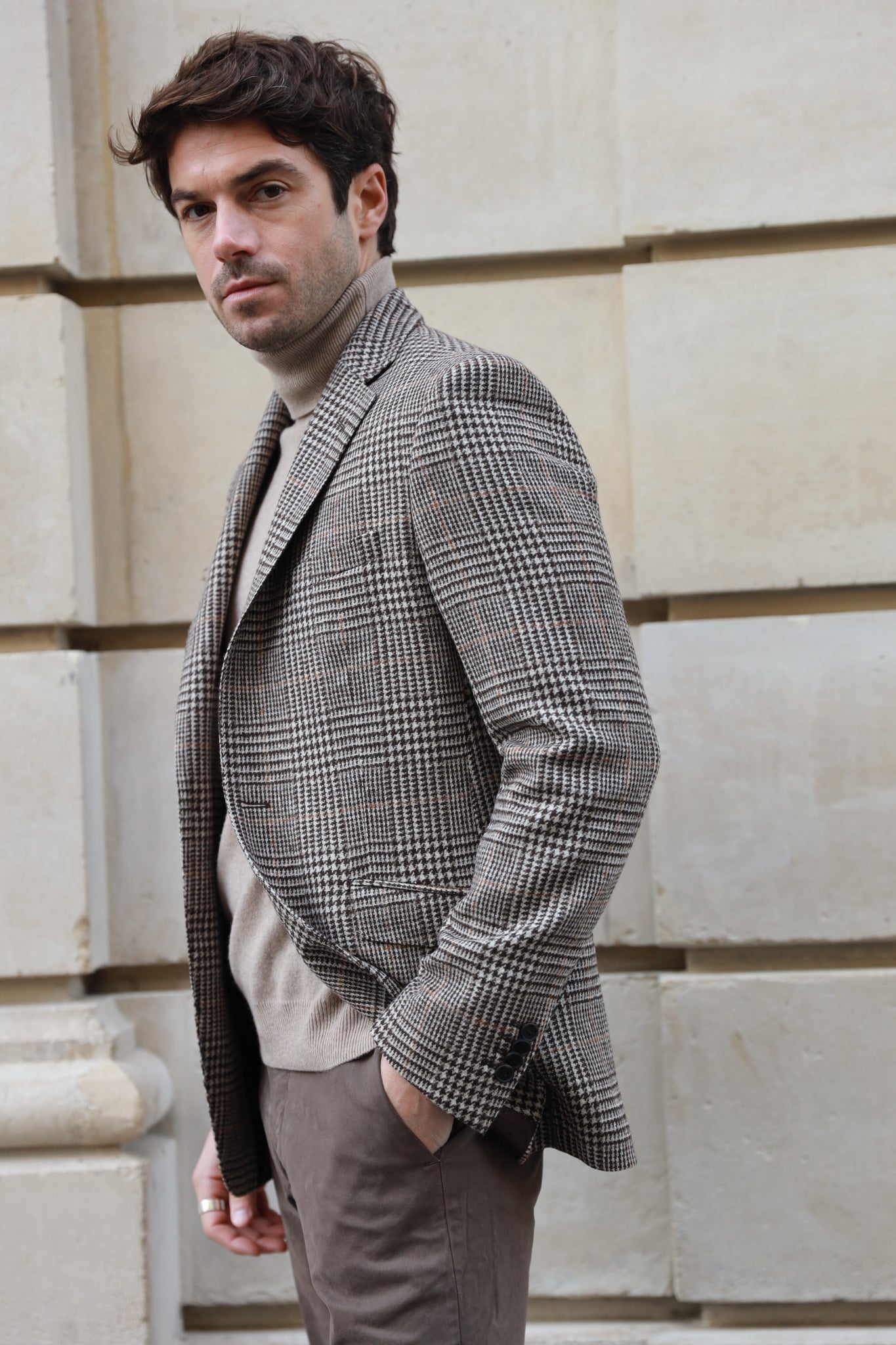 Veste Goal pure laine - Carreaux marron-VESTE BLAZER HOMME-Curling-Paris