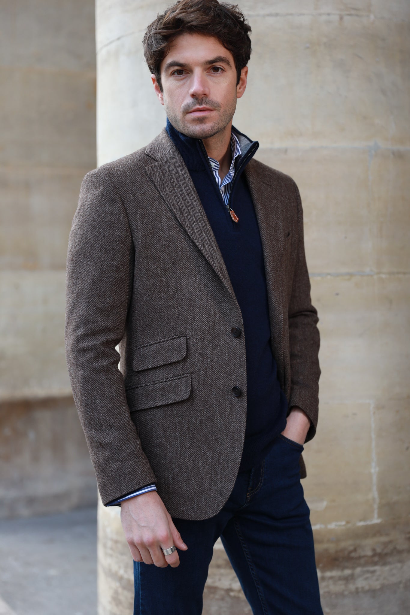 Hommes 3 Pièce Laine Costume Chêne Marron Tweed Motif Chevrons Peaky Hommes 3 Pièce Laine Costume Chêne Marron Tweed Motif Chevrons Peaky