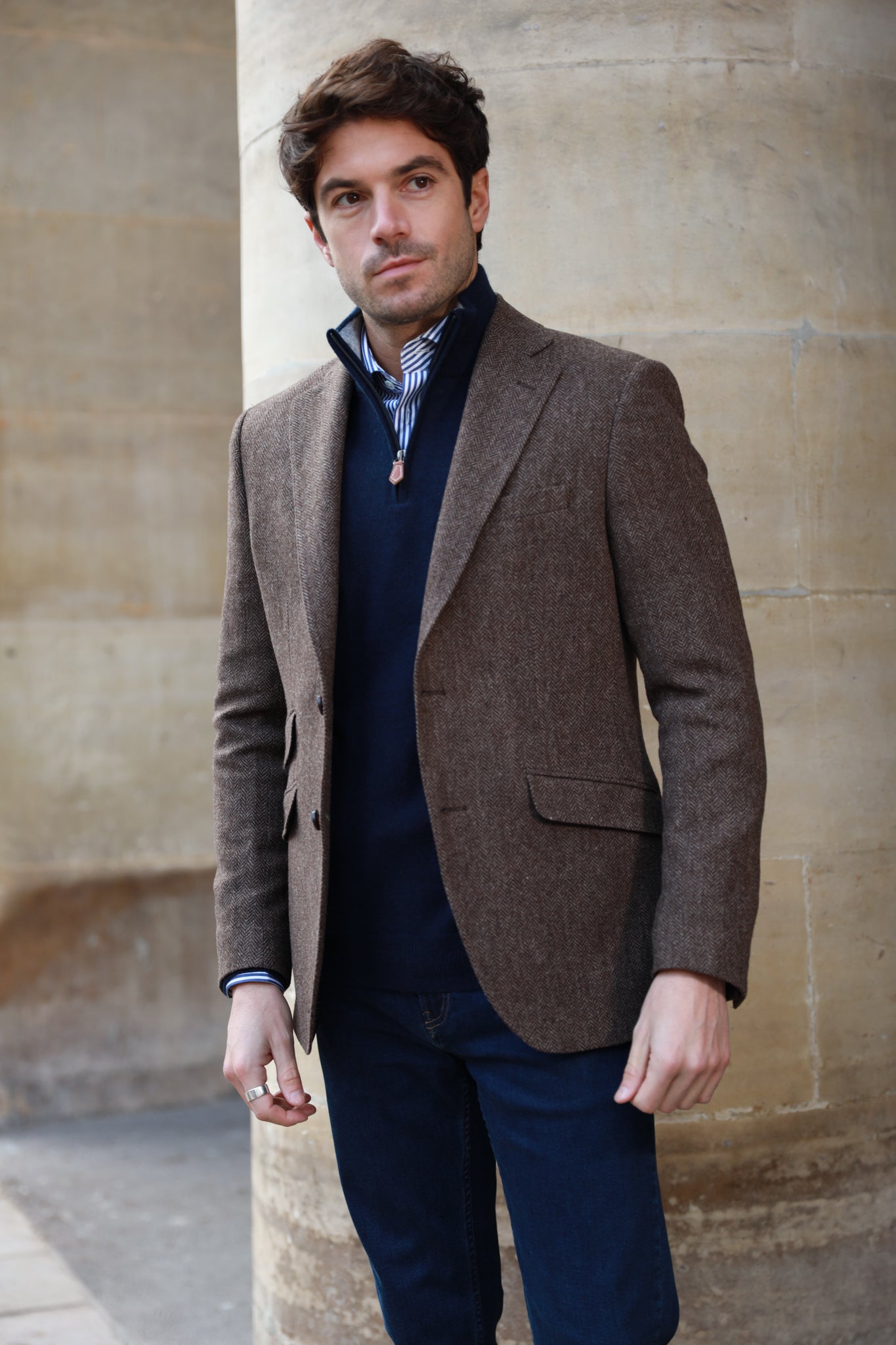 Veste Goal pure laine - Chevron marron-VESTE BLAZER HOMME-Curling-Paris