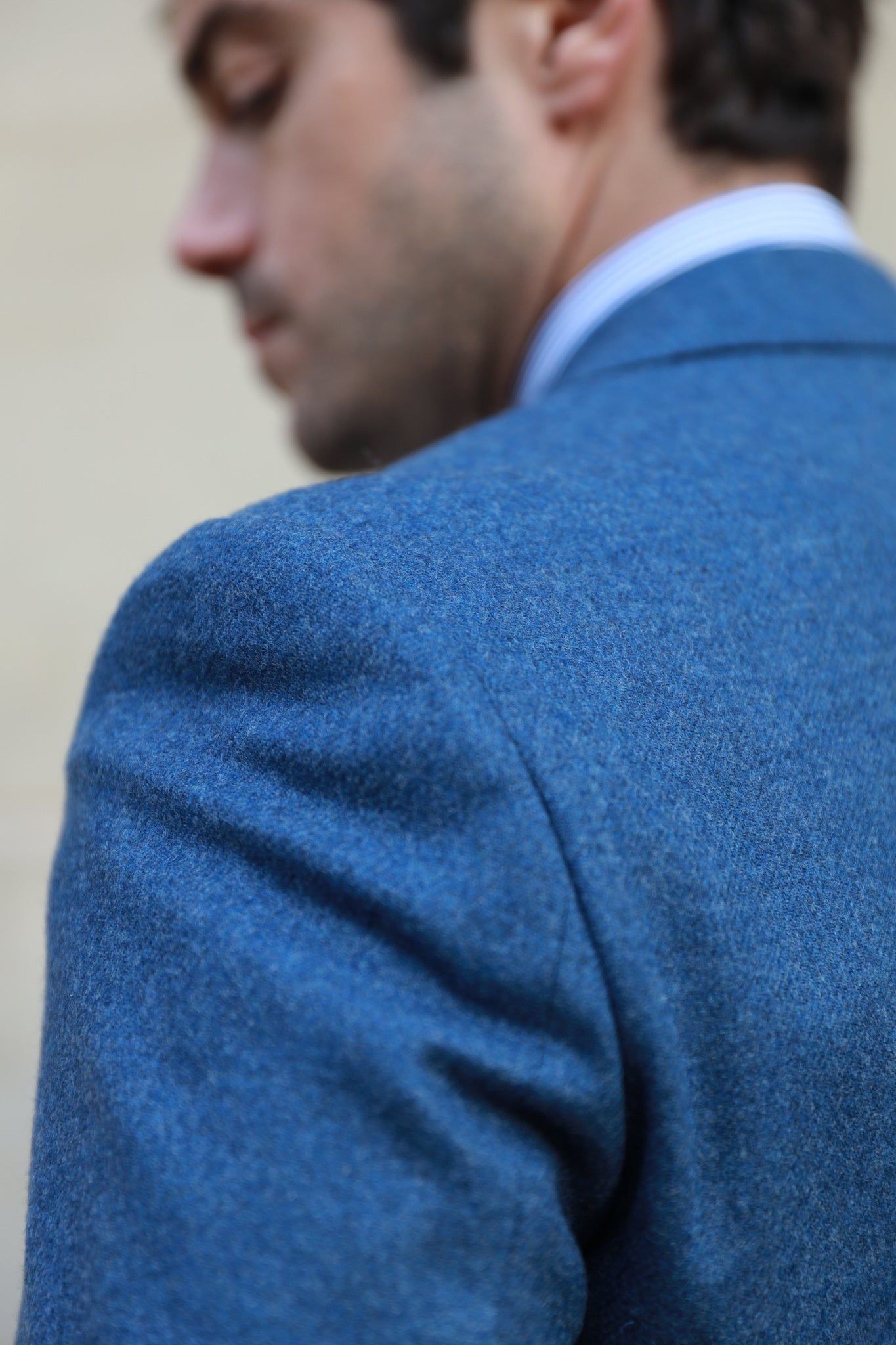 Veste Goal pure laine en tweed - Bleu Jean-VESTE BLAZER HOMME-Curling-Paris